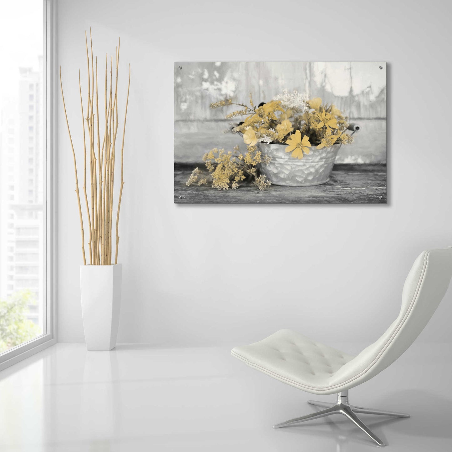 Epic Art 'Gold Wildflowers I' by Lori Deiter Acrylic Glass Wall Art,36x24