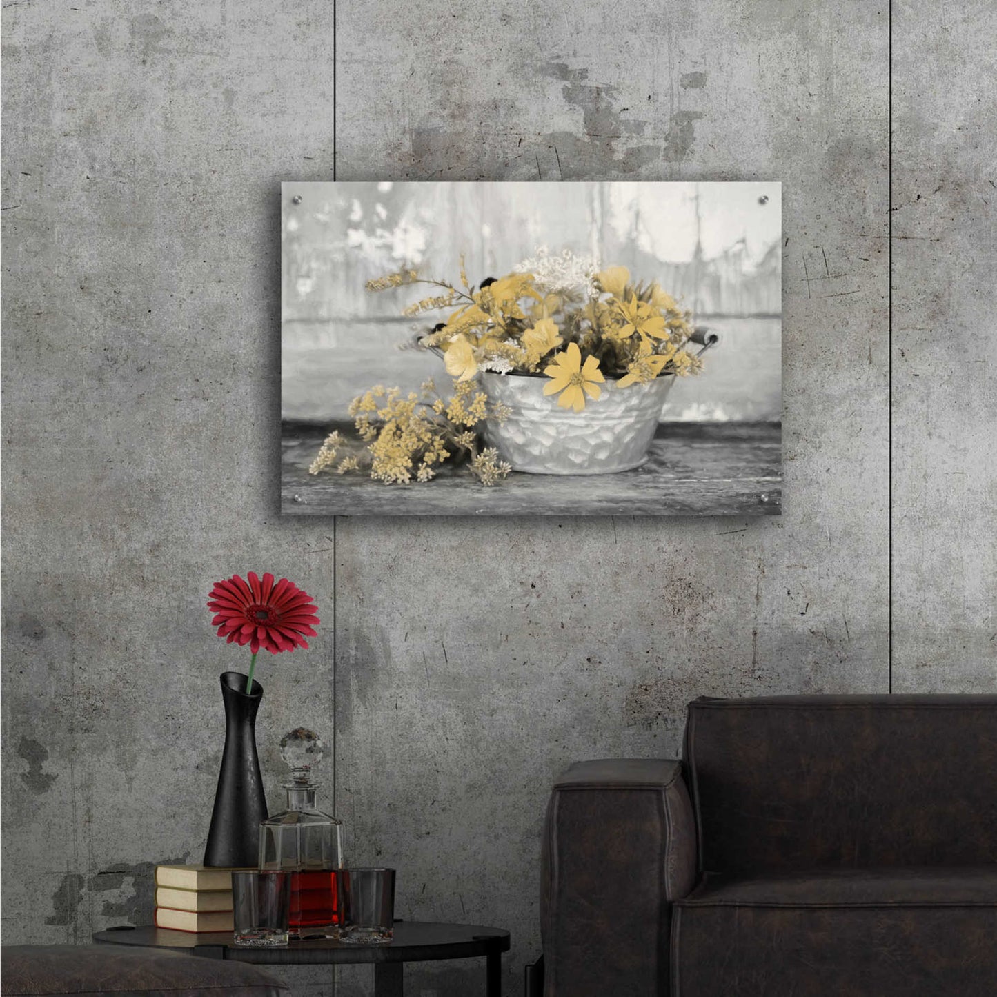 Epic Art 'Gold Wildflowers I' by Lori Deiter Acrylic Glass Wall Art,36x24