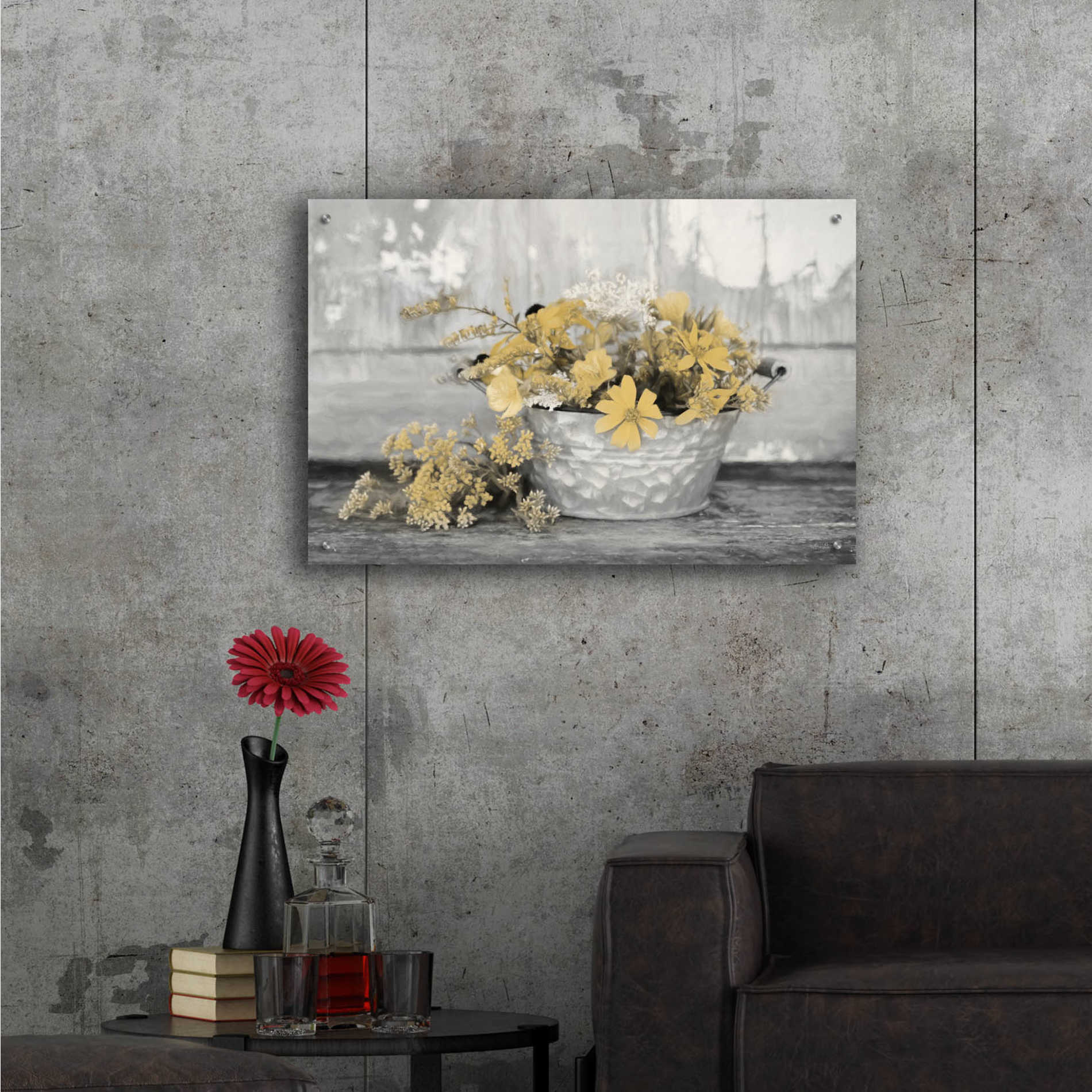 Epic Art 'Gold Wildflowers I' by Lori Deiter Acrylic Glass Wall Art,36x24