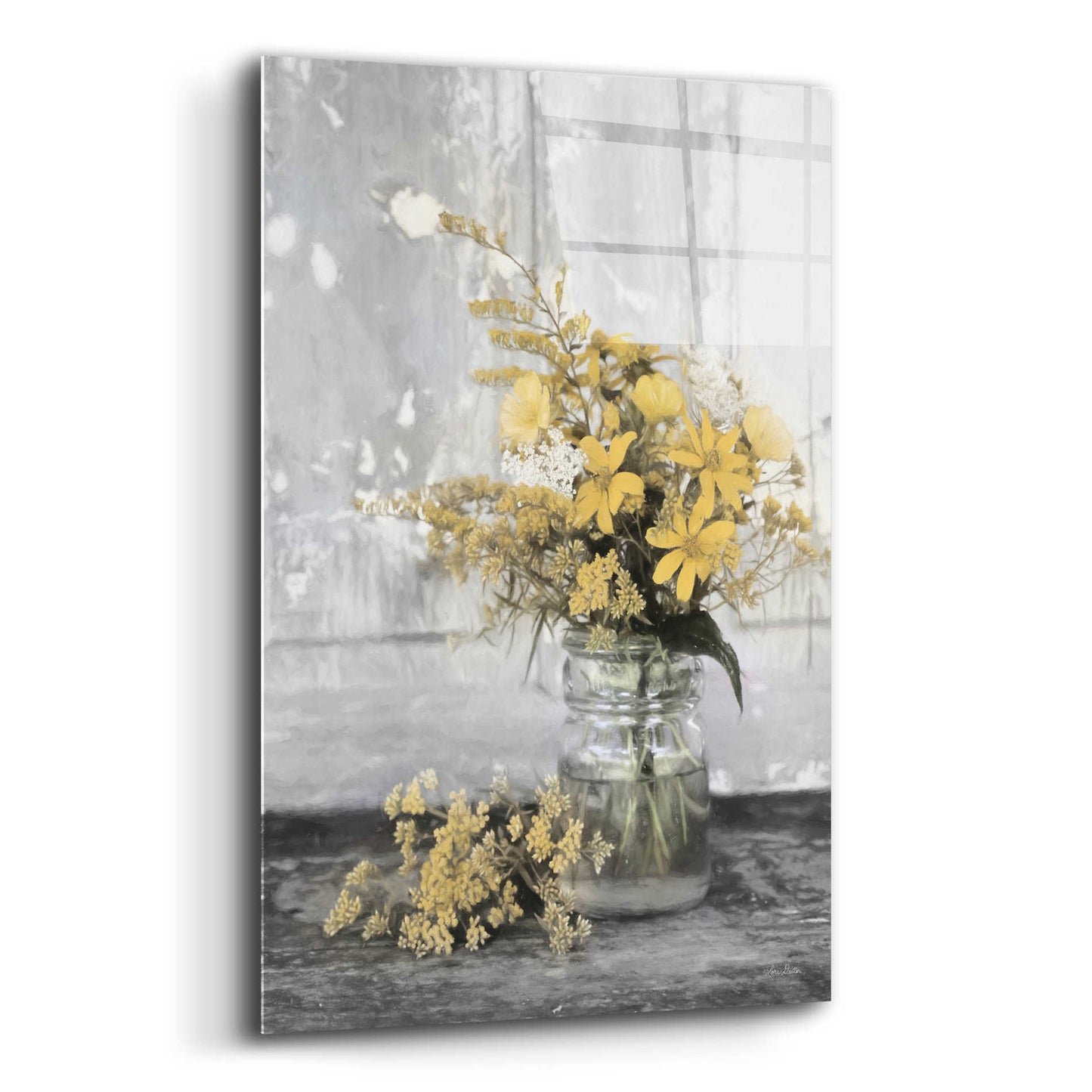 Epic Art 'Gold Wildflowers II' by Lori Deiter Acrylic Glass Wall Art,12x16