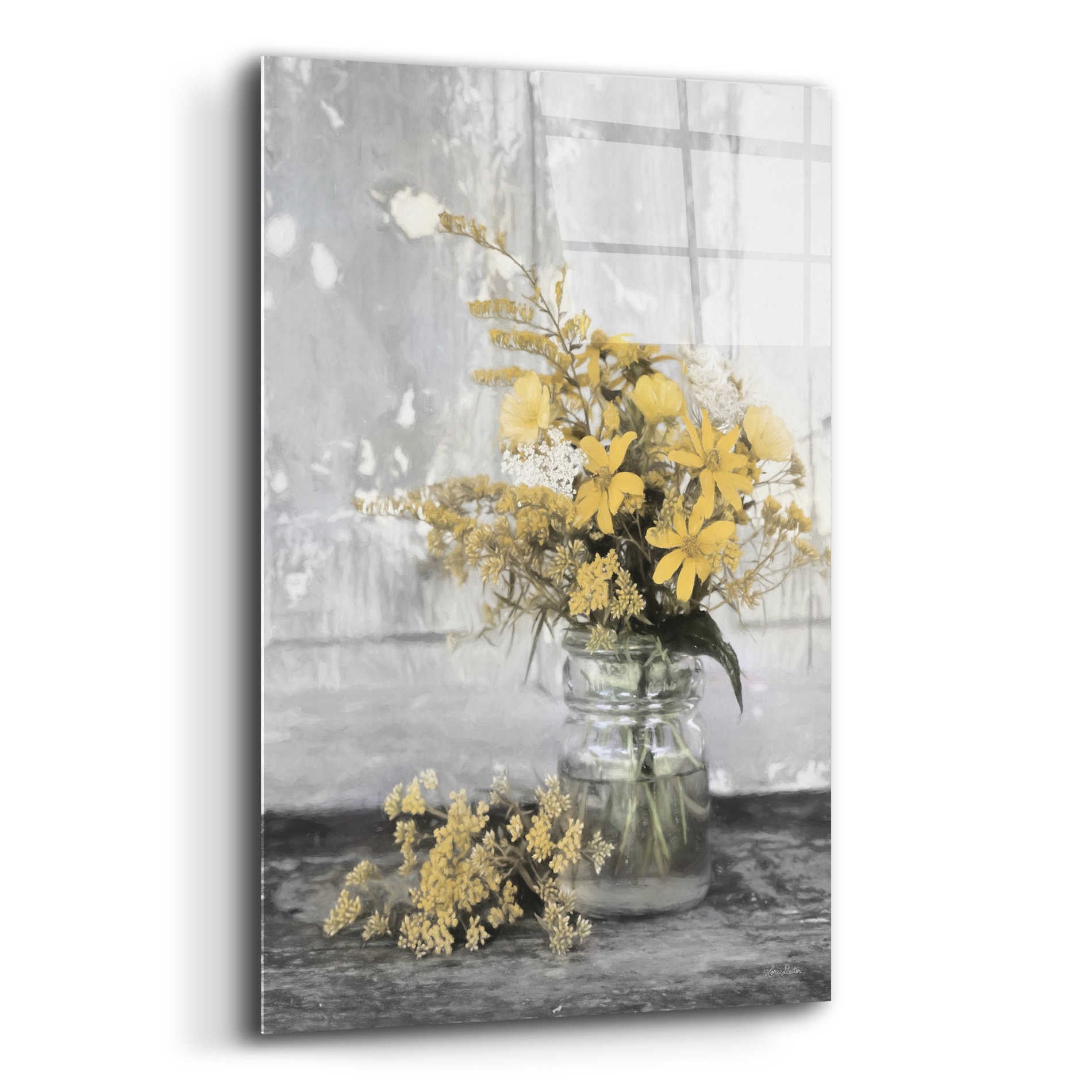 Epic Art 'Gold Wildflowers II' by Lori Deiter Acrylic Glass Wall Art,12x16