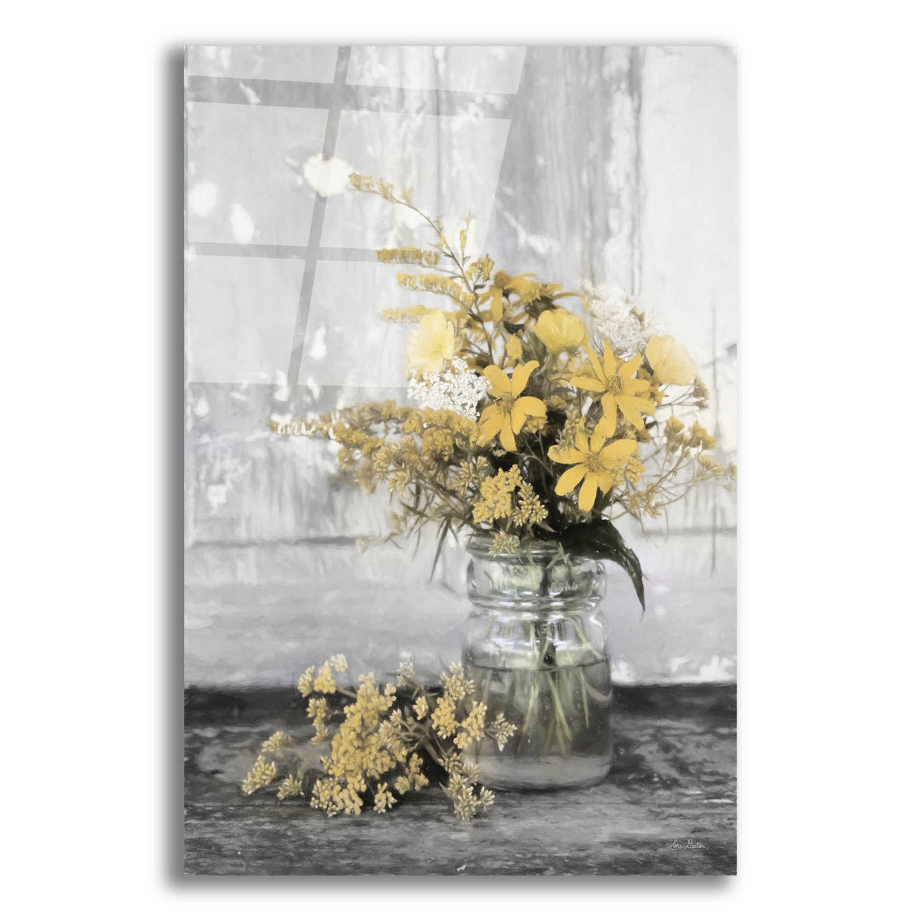 Epic Art 'Gold Wildflowers II' by Lori Deiter Acrylic Glass Wall Art,12x16