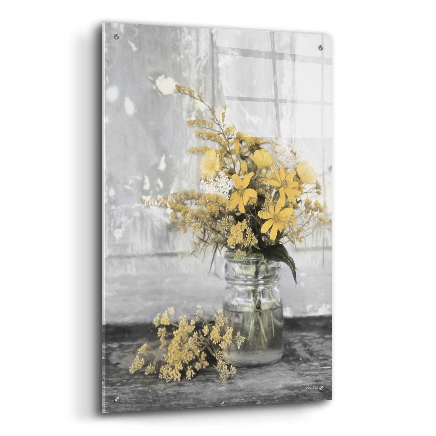 Epic Art 'Gold Wildflowers II' by Lori Deiter Acrylic Glass Wall Art,24x36