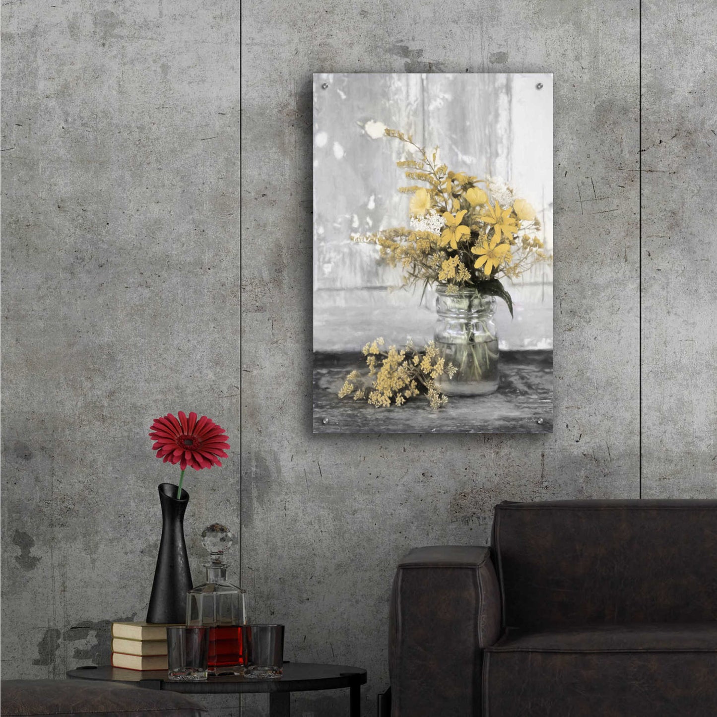 Epic Art 'Gold Wildflowers II' by Lori Deiter Acrylic Glass Wall Art,24x36