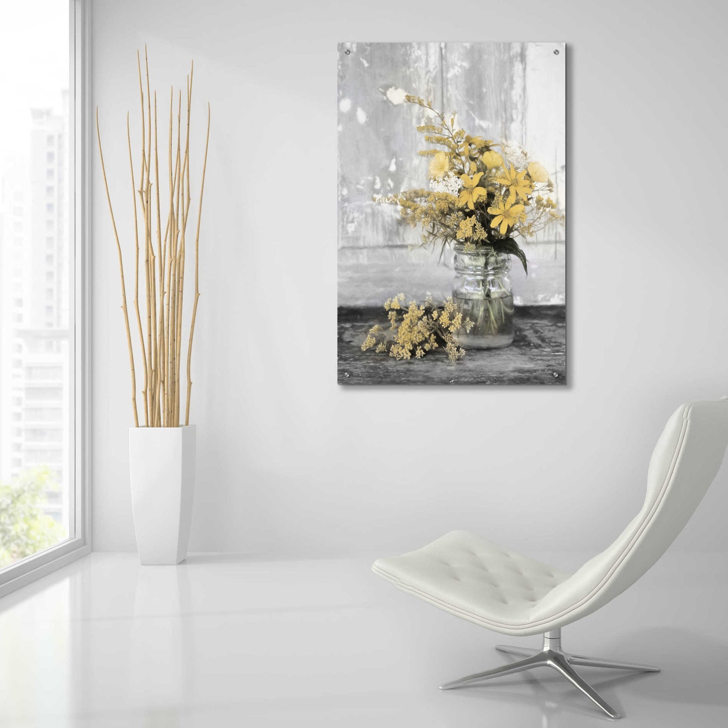 Epic Art 'Gold Wildflowers II' by Lori Deiter Acrylic Glass Wall Art,24x36