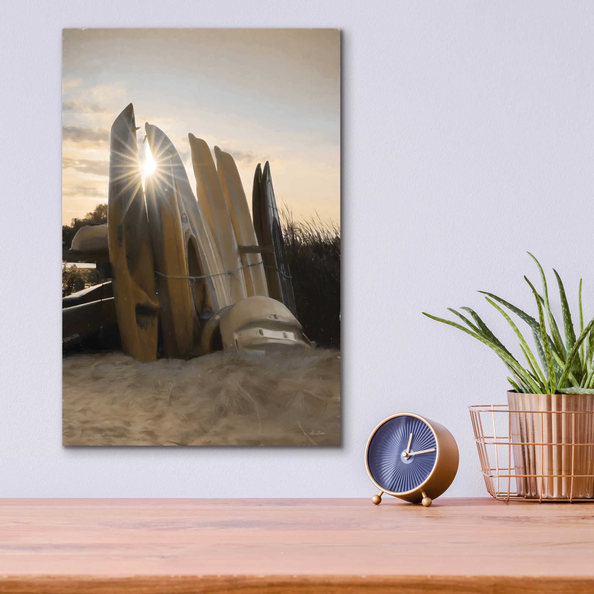 Epic Art 'Beach Kayaks' by Lori Deiter Acrylic Glass Wall Art,12x16