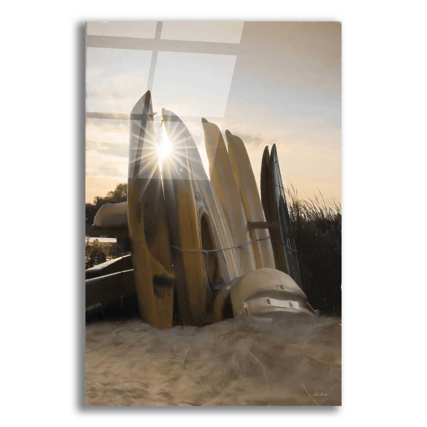 Epic Art 'Beach Kayaks' by Lori Deiter Acrylic Glass Wall Art,12x16