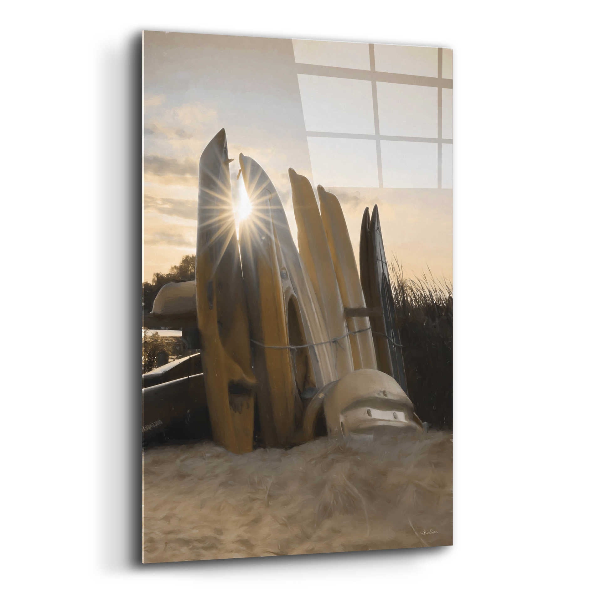 Epic Art 'Beach Kayaks' by Lori Deiter Acrylic Glass Wall Art,16x24