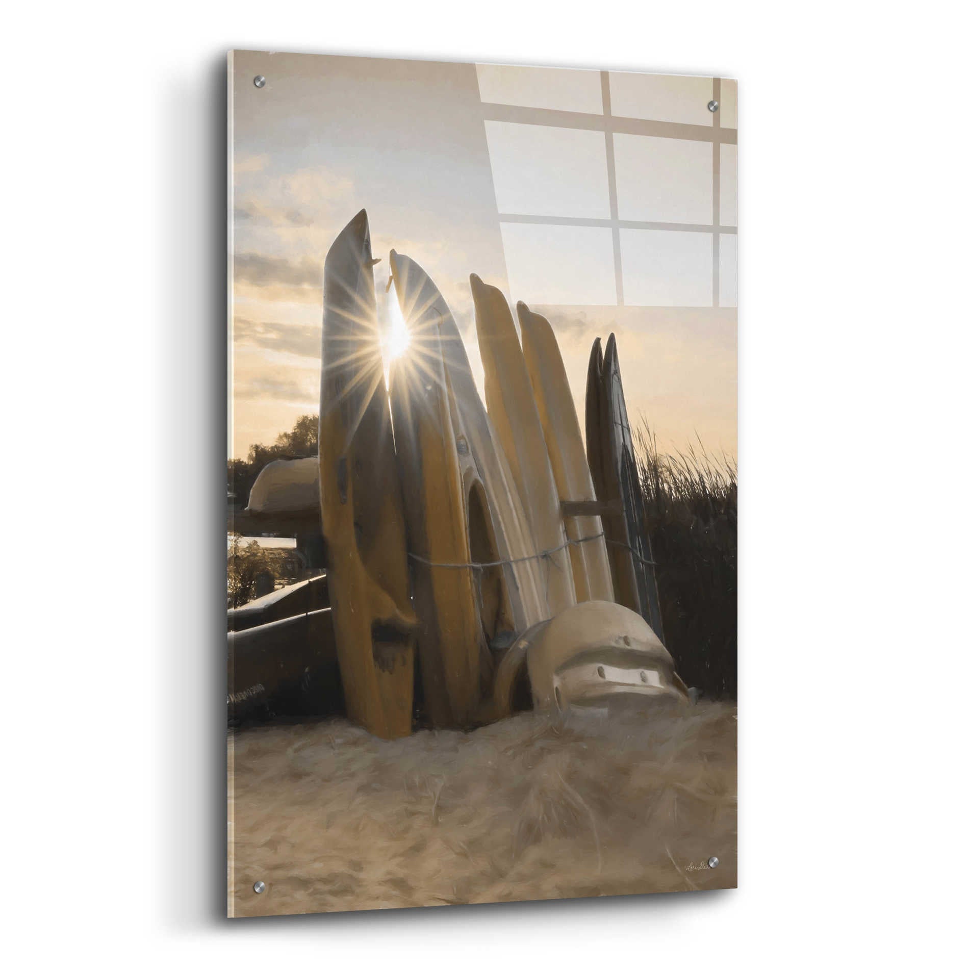 Epic Art 'Beach Kayaks' by Lori Deiter Acrylic Glass Wall Art,24x36