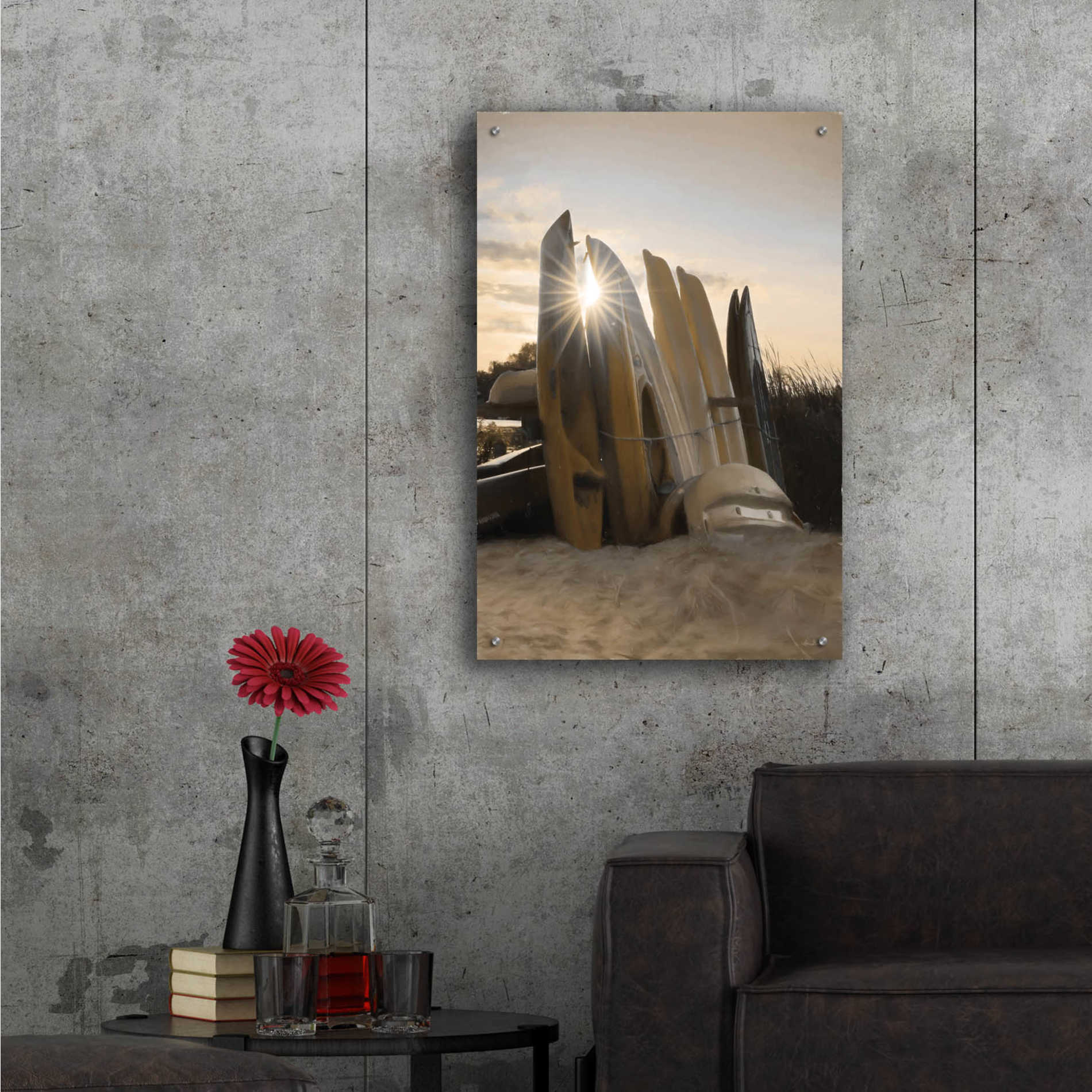 Epic Art 'Beach Kayaks' by Lori Deiter Acrylic Glass Wall Art,24x36