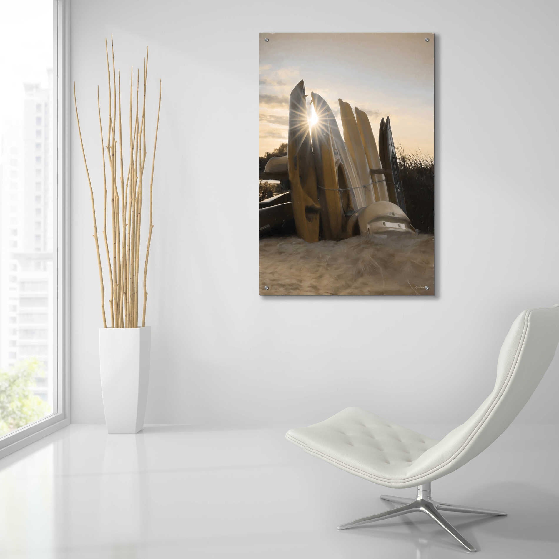 Epic Art 'Beach Kayaks' by Lori Deiter Acrylic Glass Wall Art,24x36