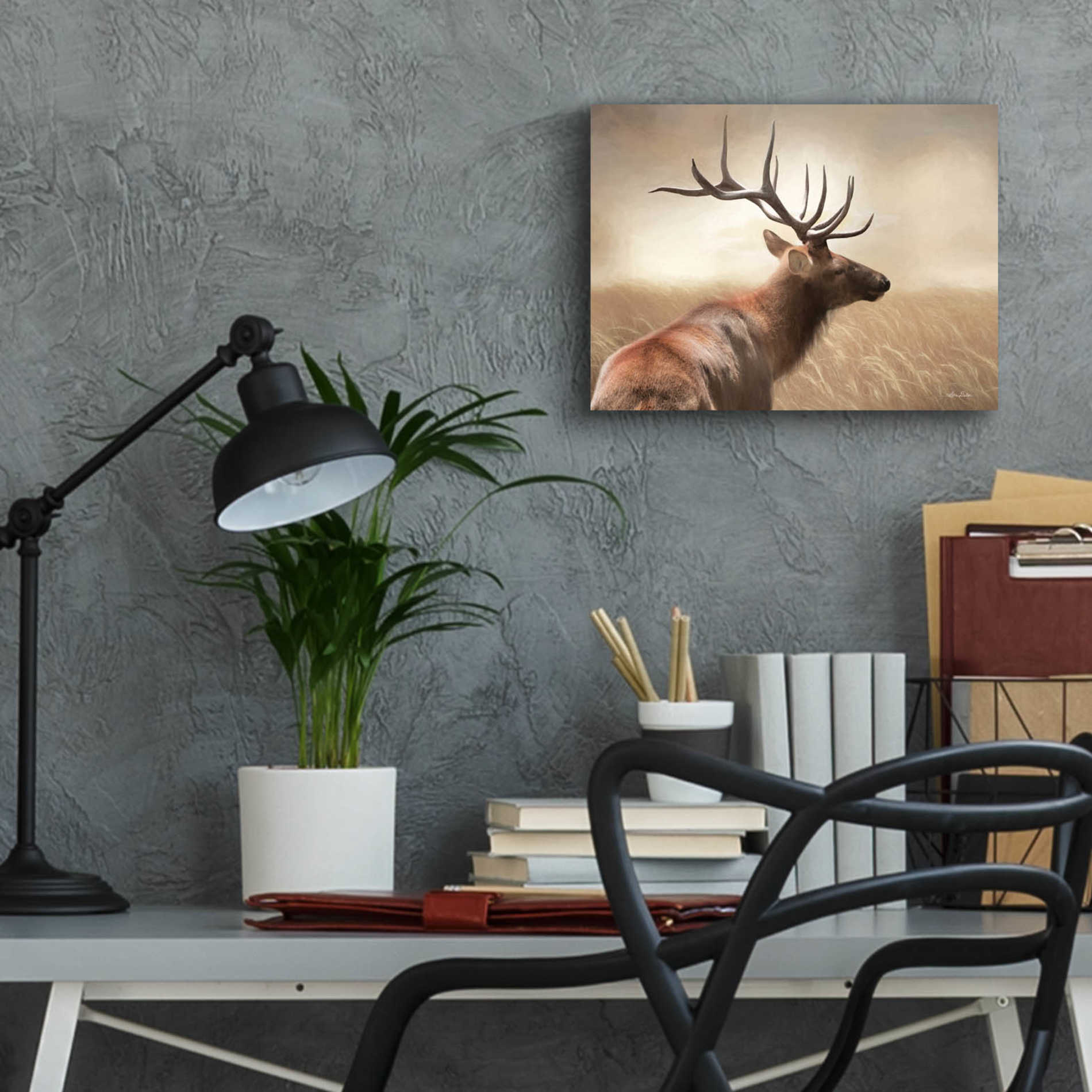 Epic Art 'Elk in the Grass' by Lori Deiter Acrylic Glass Wall Art,16x12