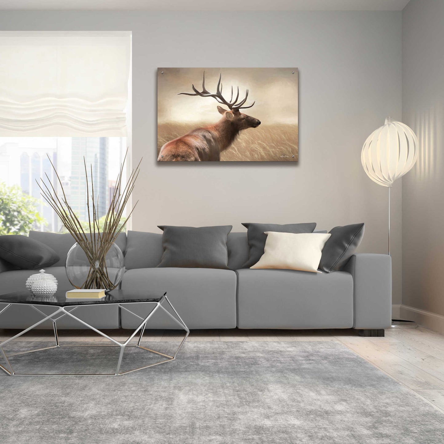 Epic Art 'Elk in the Grass' by Lori Deiter Acrylic Glass Wall Art,36x24