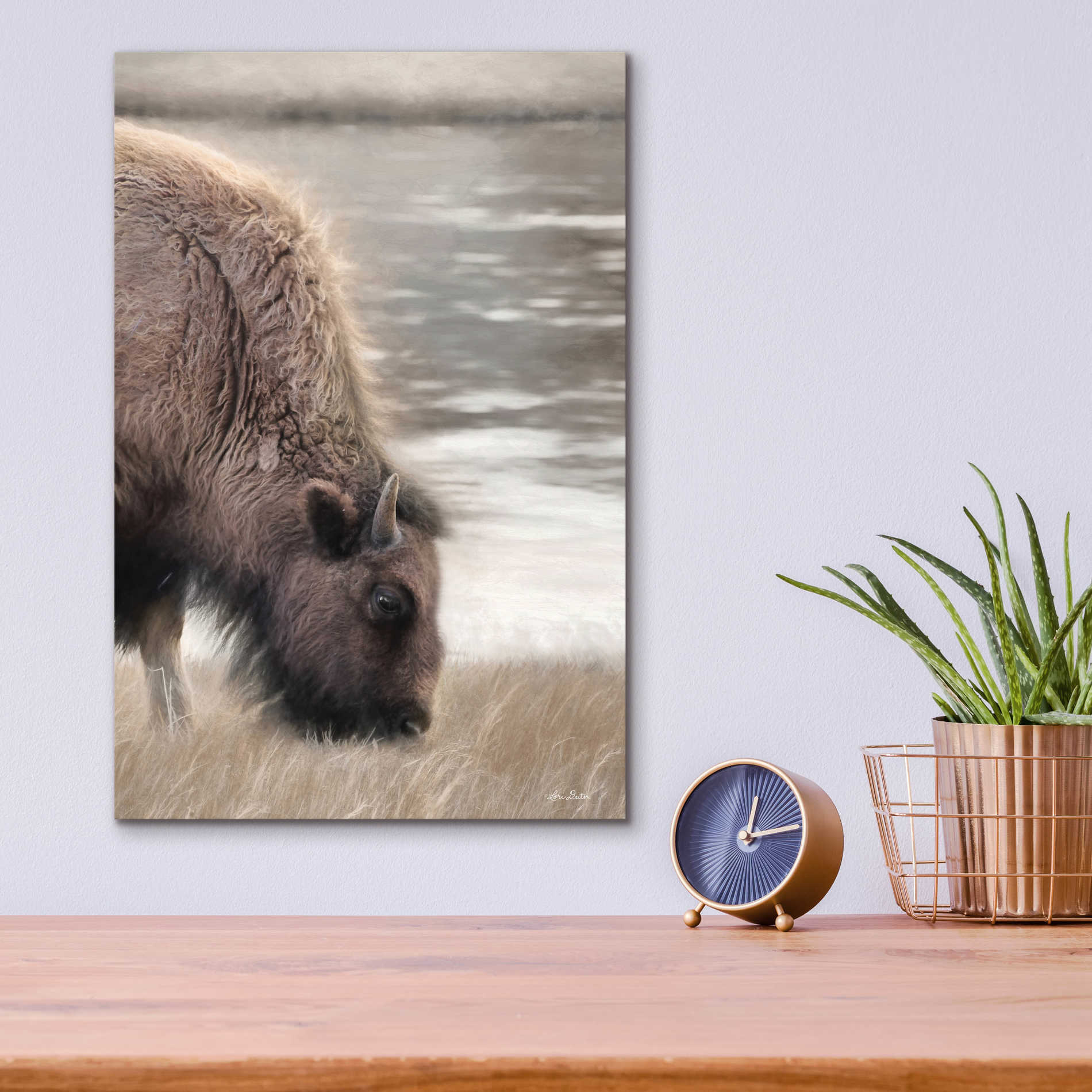 Epic Art 'Yellowstone Buffalo' by Lori Deiter Acrylic Glass Wall Art,12x16