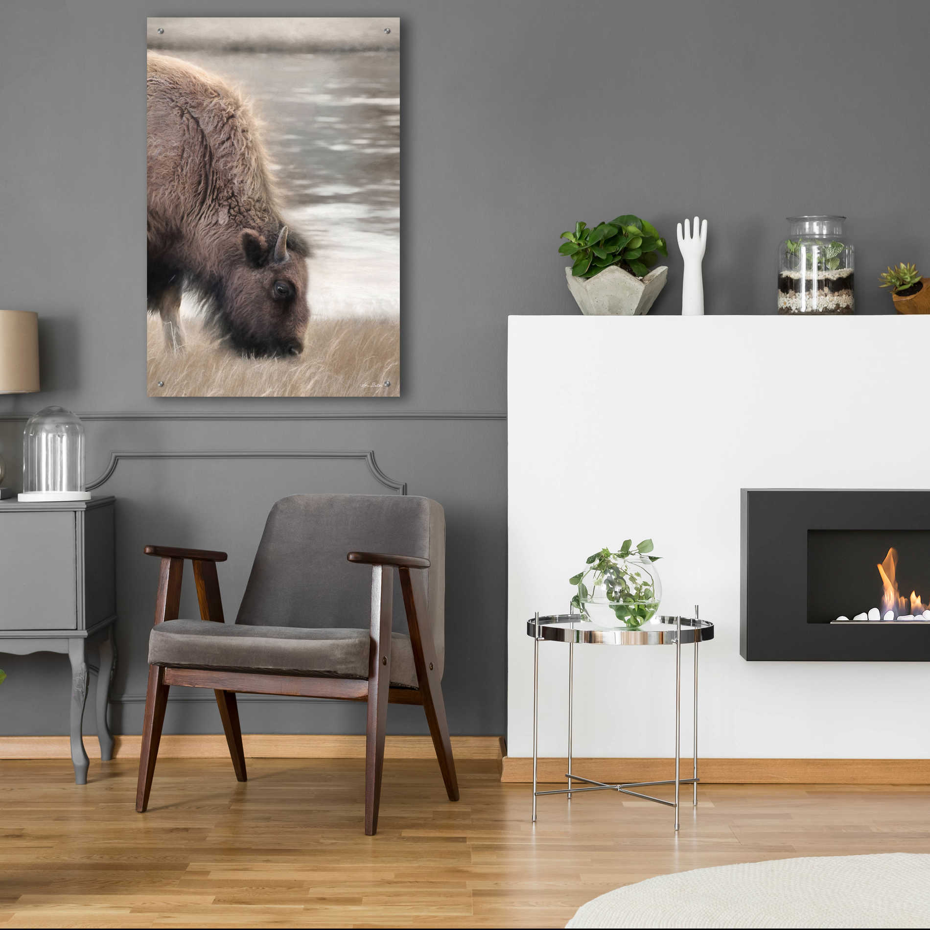 Epic Art 'Yellowstone Buffalo' by Lori Deiter Acrylic Glass Wall Art,24x36