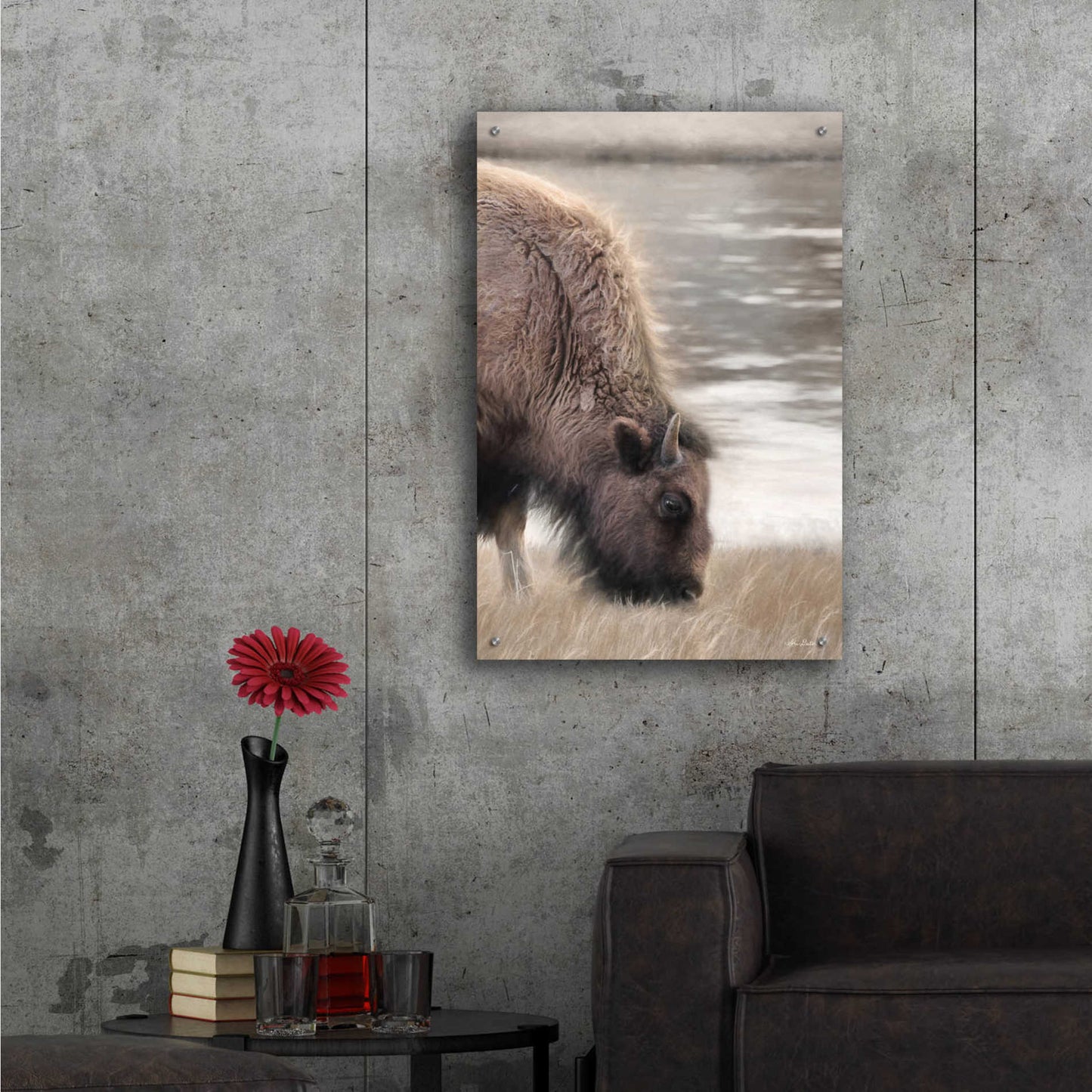 Epic Art 'Yellowstone Buffalo' by Lori Deiter Acrylic Glass Wall Art,24x36