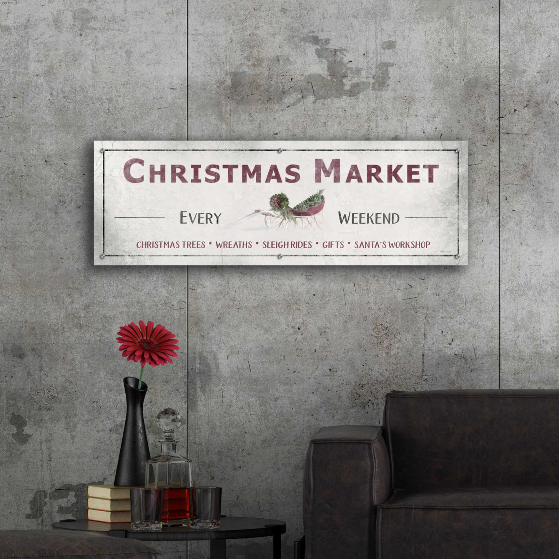 Epic Art 'Christmas Market' by Lori Deiter Acrylic Glass Wall Art,48x16
