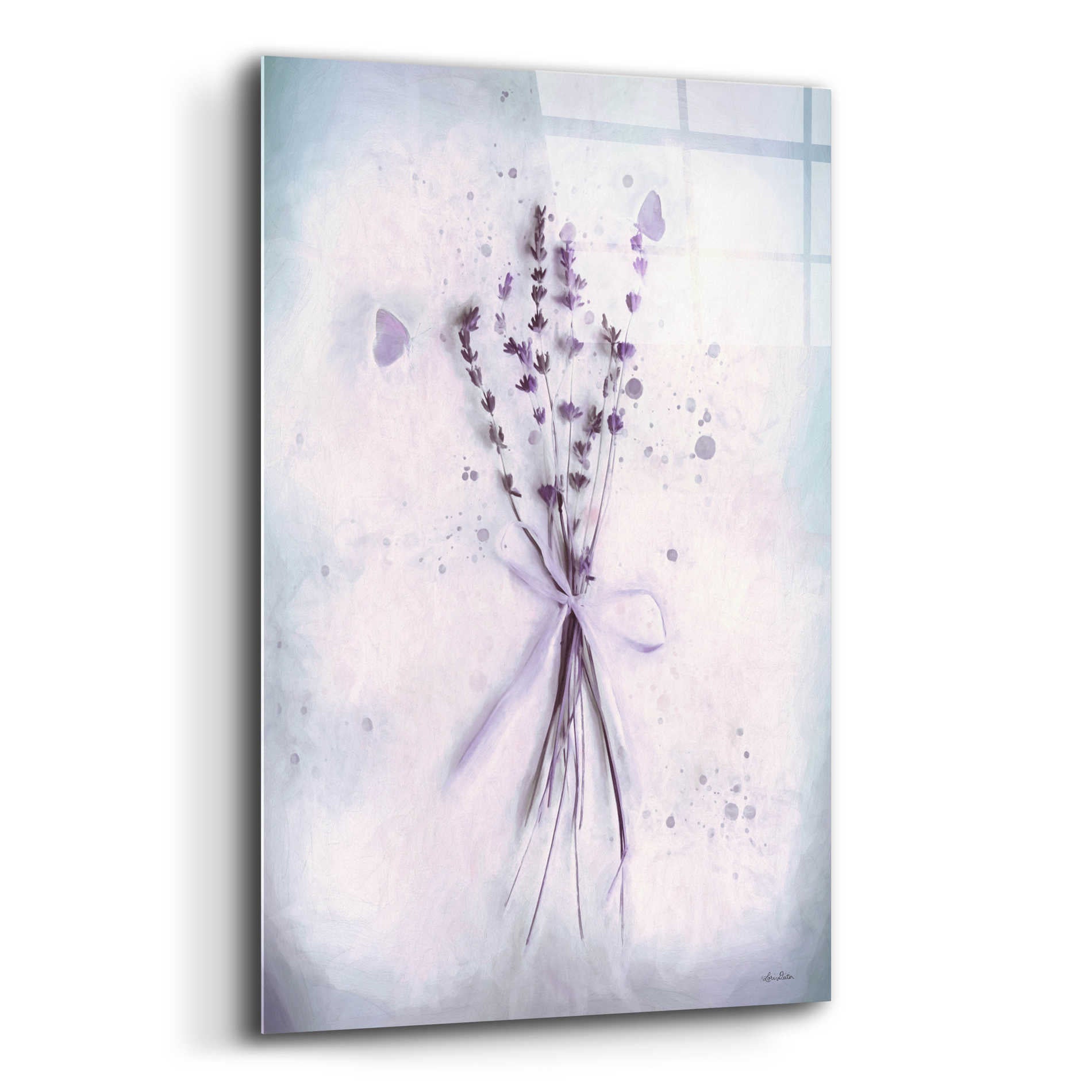 Epic Art 'Lavender and Butterflies I' by Lori Deiter Acrylic Glass Wall Art,12x16