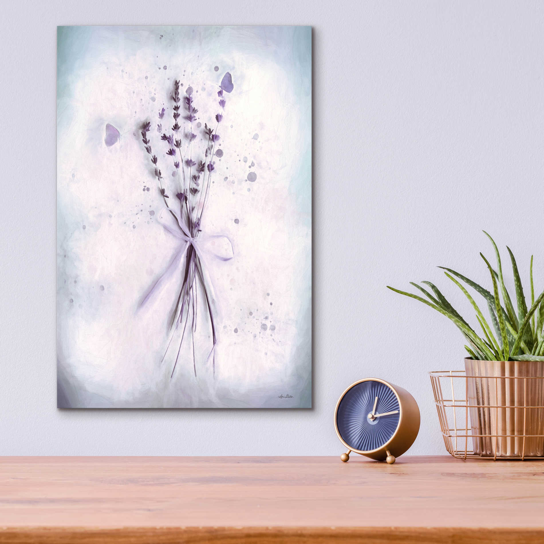 Epic Art 'Lavender and Butterflies I' by Lori Deiter Acrylic Glass Wall Art,12x16