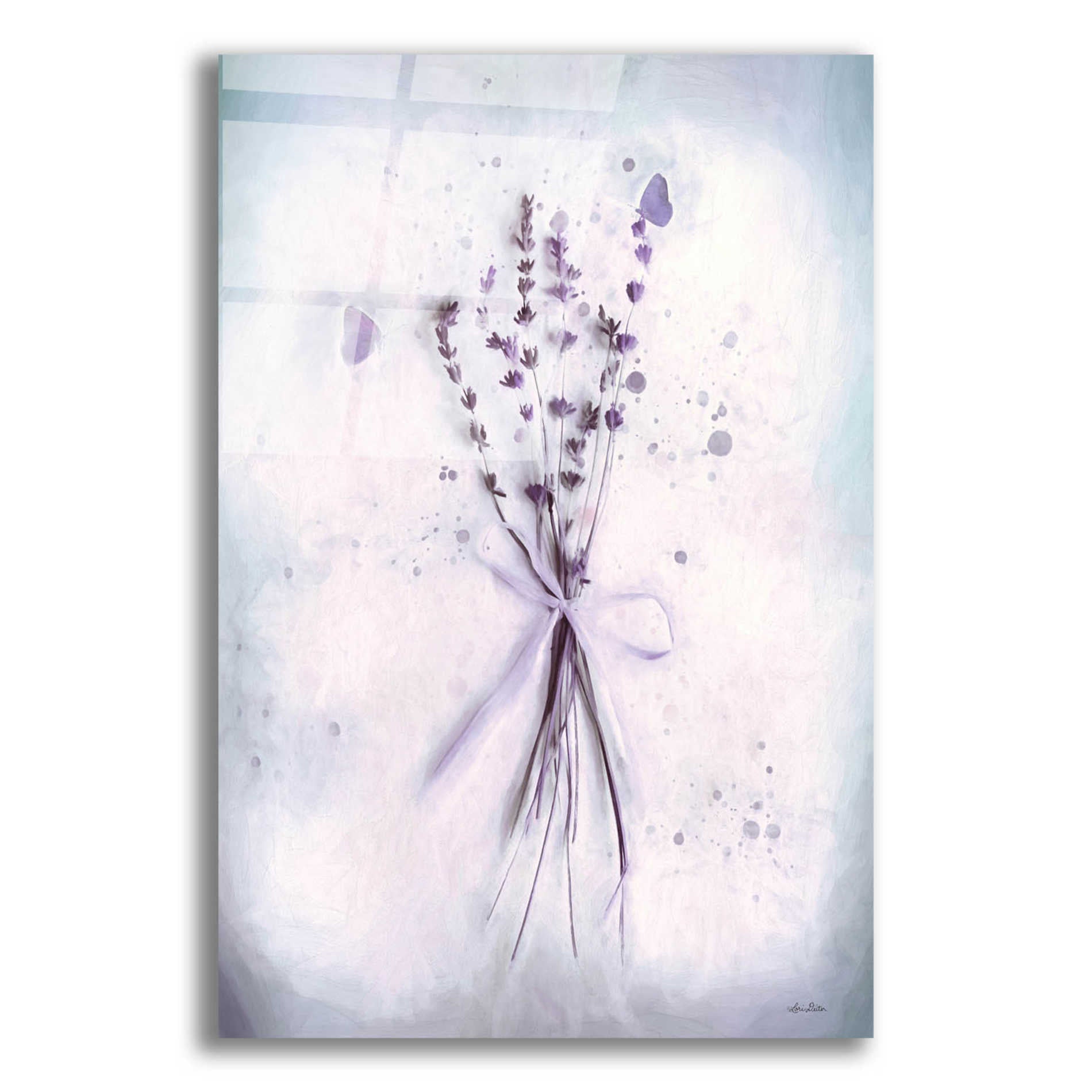 Epic Art 'Lavender and Butterflies I' by Lori Deiter Acrylic Glass Wall Art,12x16