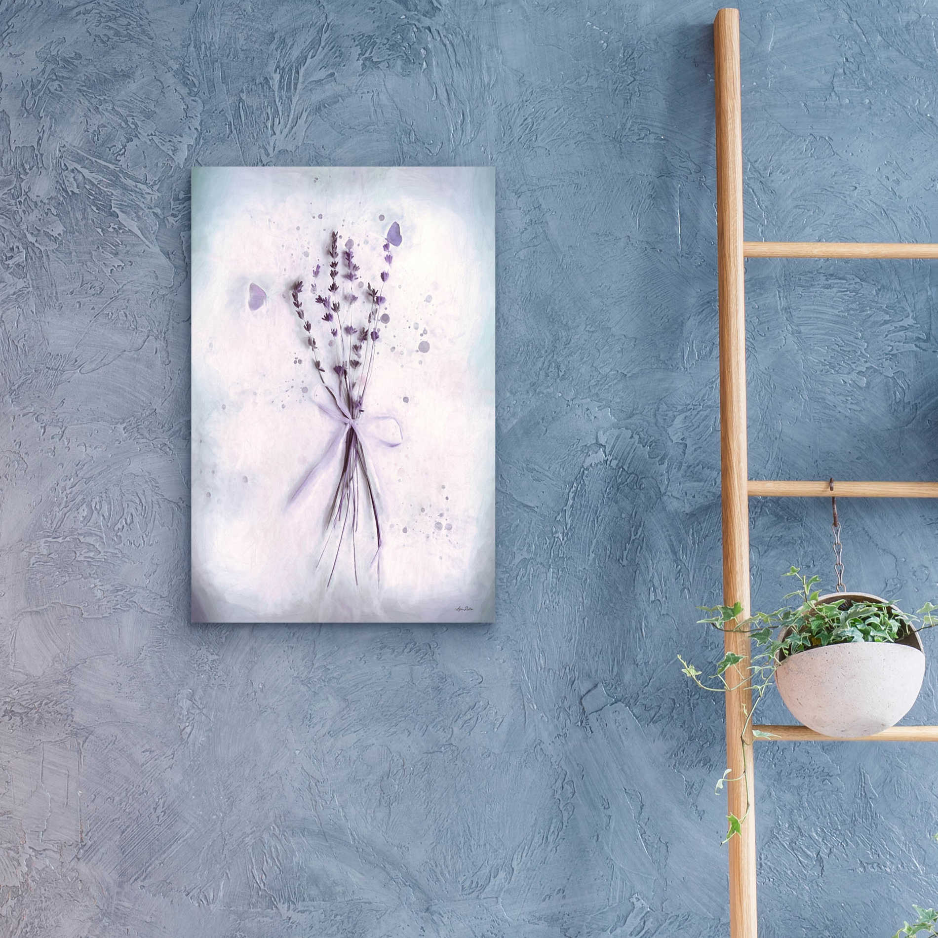 Epic Art 'Lavender and Butterflies I' by Lori Deiter Acrylic Glass Wall Art,16x24