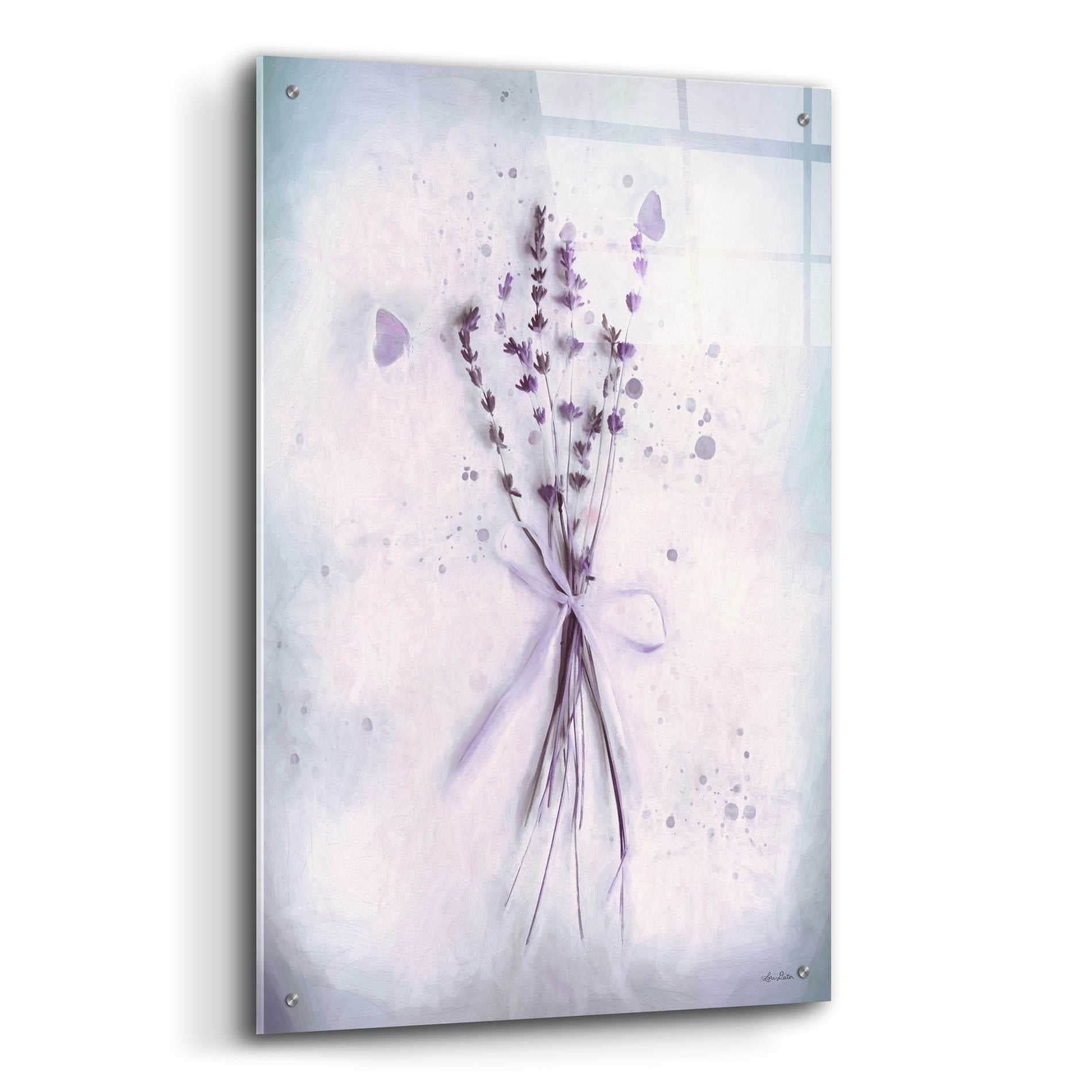 Epic Art 'Lavender and Butterflies I' by Lori Deiter Acrylic Glass Wall Art,24x36