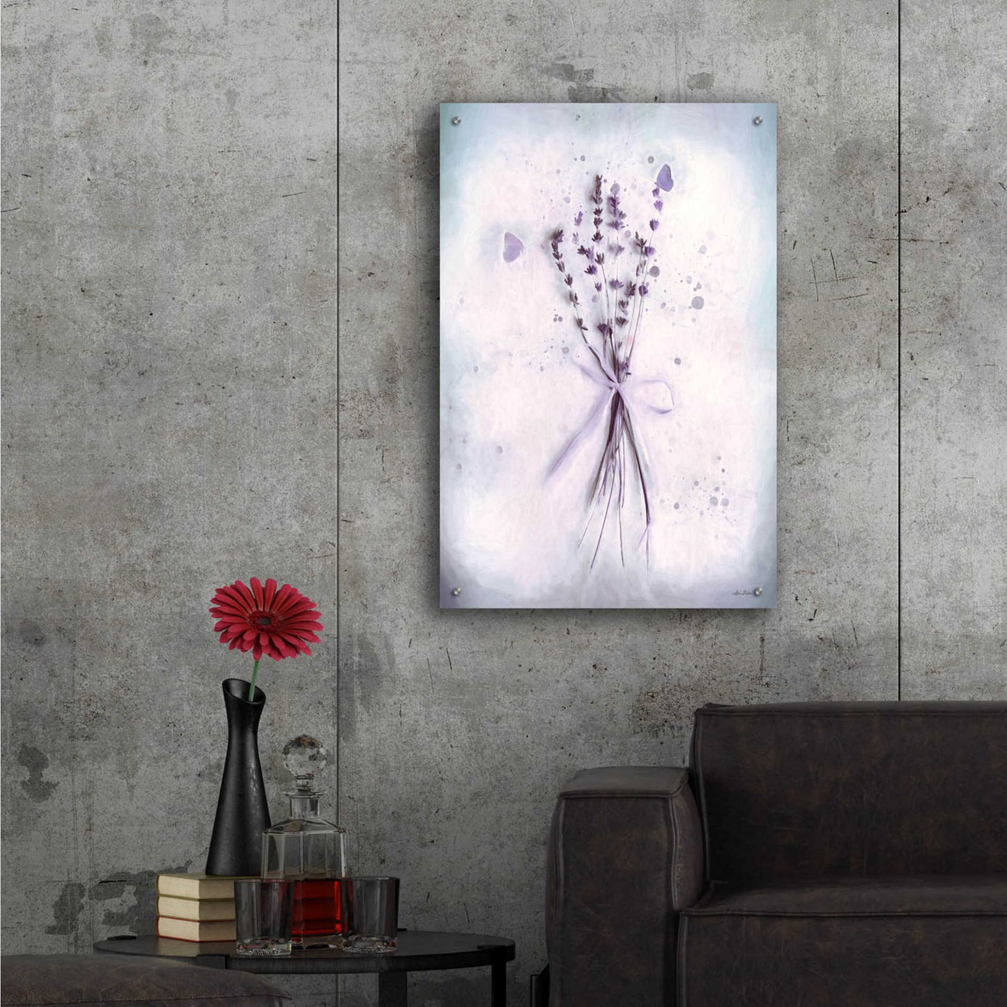 Epic Art 'Lavender and Butterflies I' by Lori Deiter Acrylic Glass Wall Art,24x36