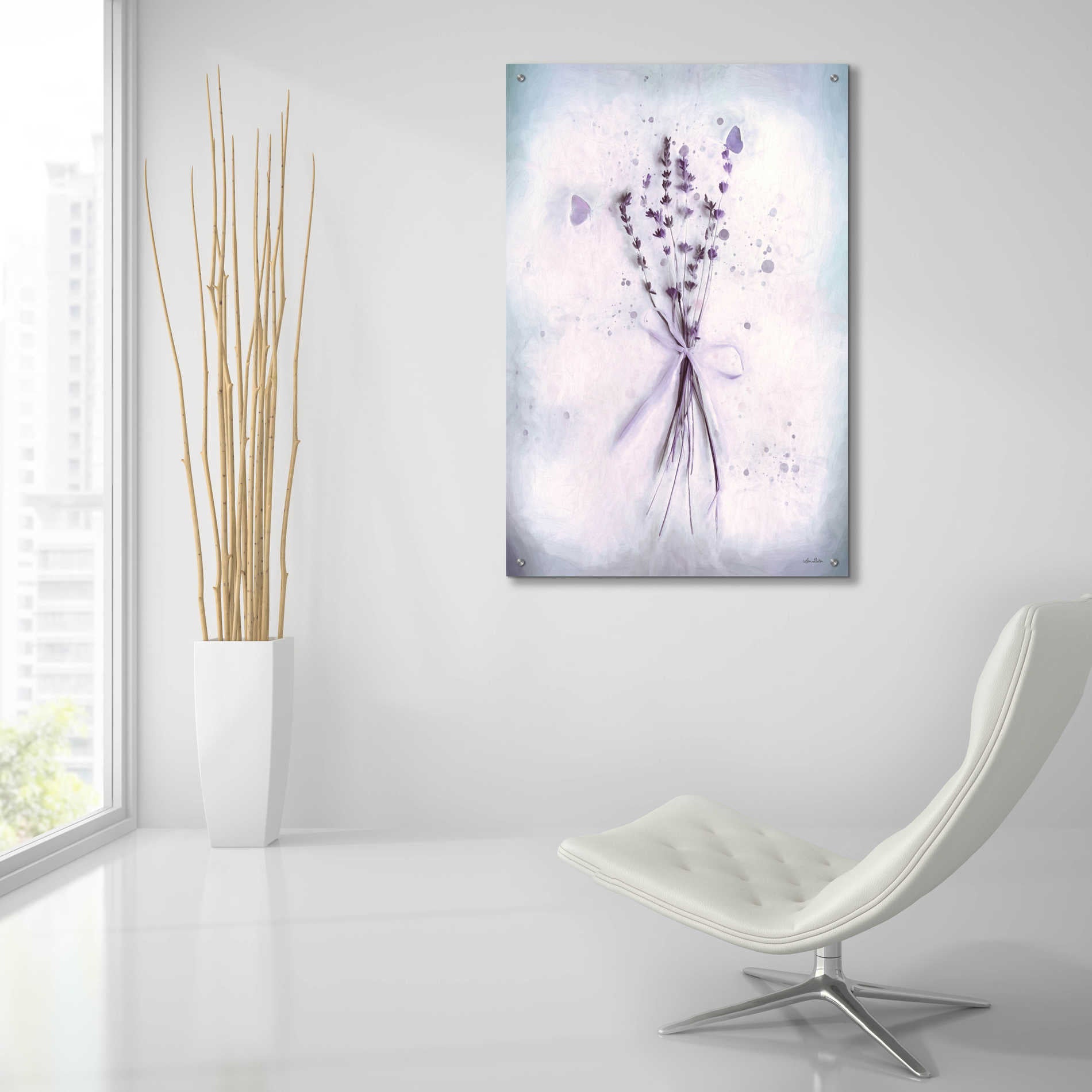 Epic Art 'Lavender and Butterflies I' by Lori Deiter Acrylic Glass Wall Art,24x36