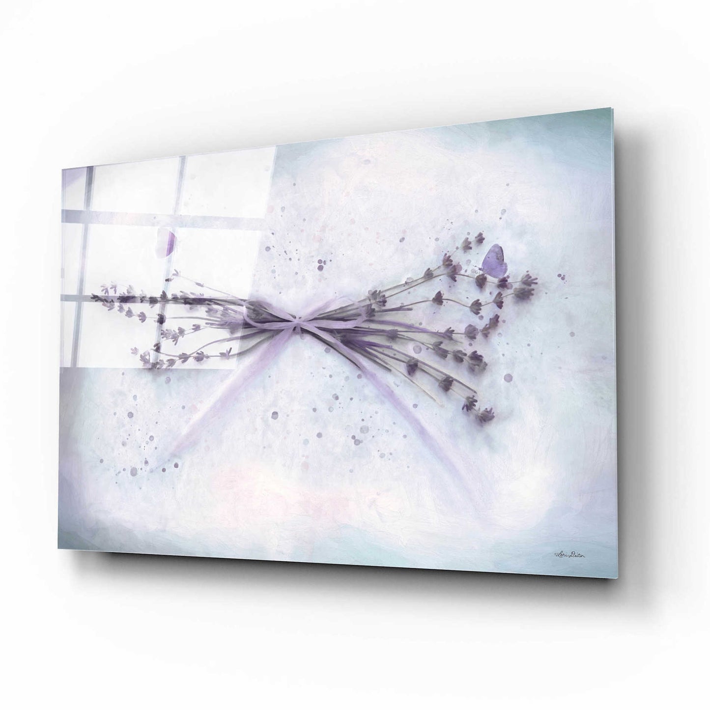 Epic Art 'Lavender and Butterflies II' by Lori Deiter Acrylic Glass Wall Art,16x12