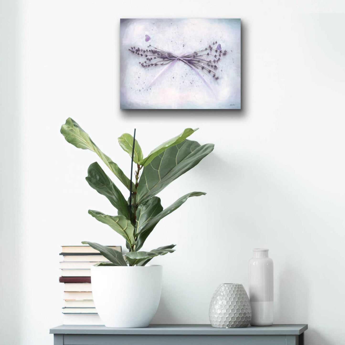 Epic Art 'Lavender and Butterflies II' by Lori Deiter Acrylic Glass Wall Art,16x12