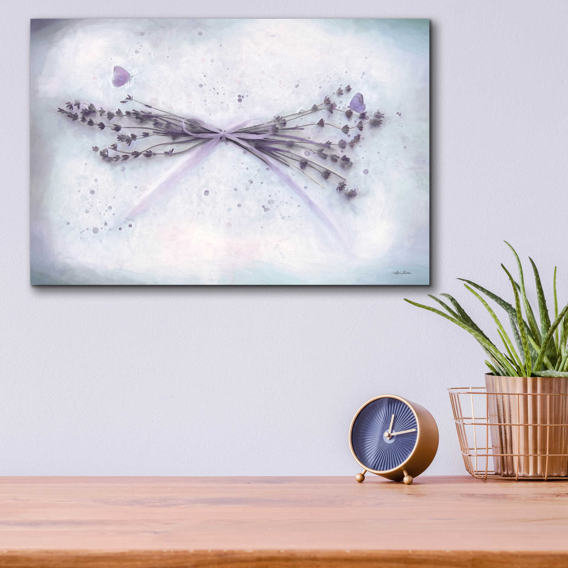 Epic Art 'Lavender and Butterflies II' by Lori Deiter Acrylic Glass Wall Art,16x12