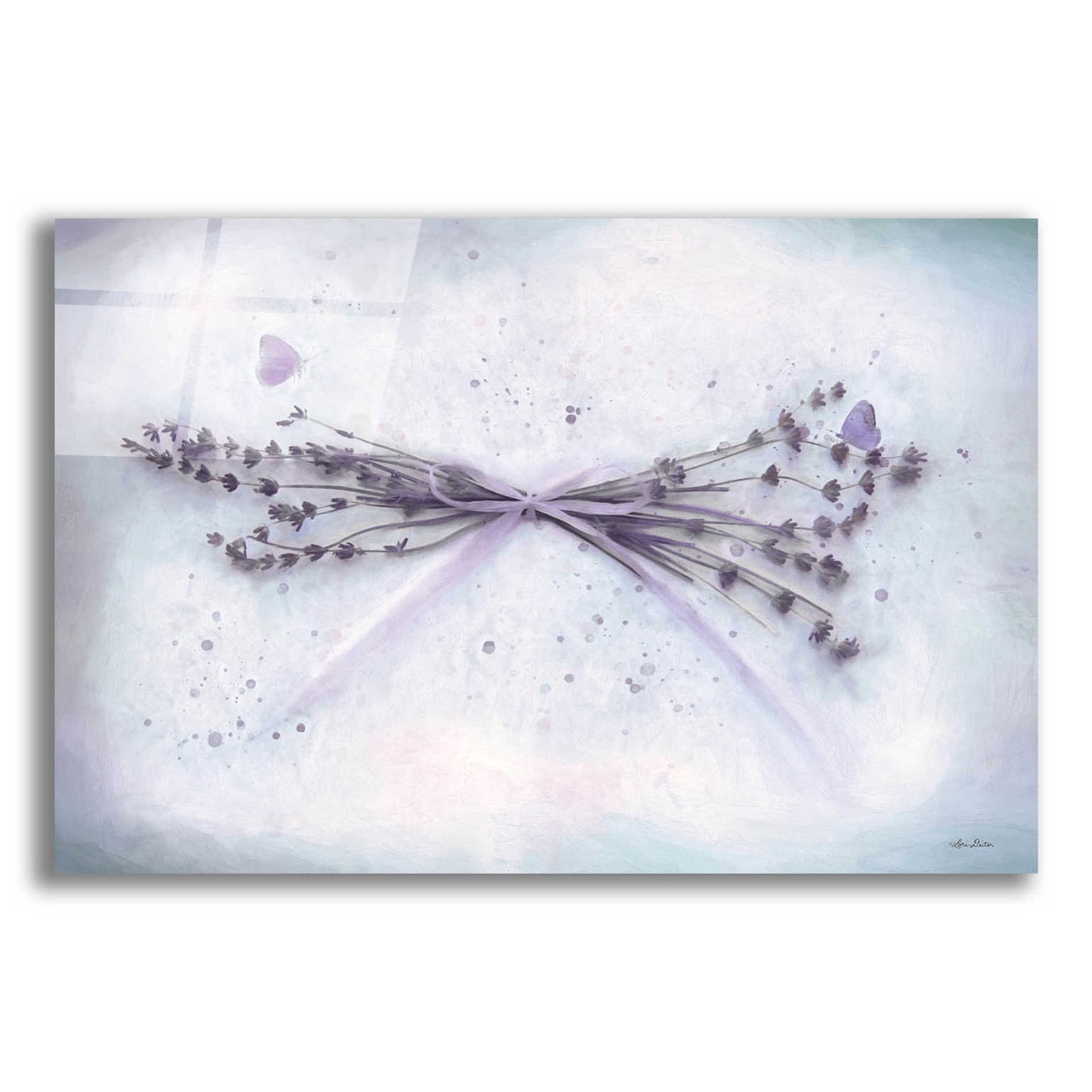 Epic Art 'Lavender and Butterflies II' by Lori Deiter Acrylic Glass Wall Art,16x12