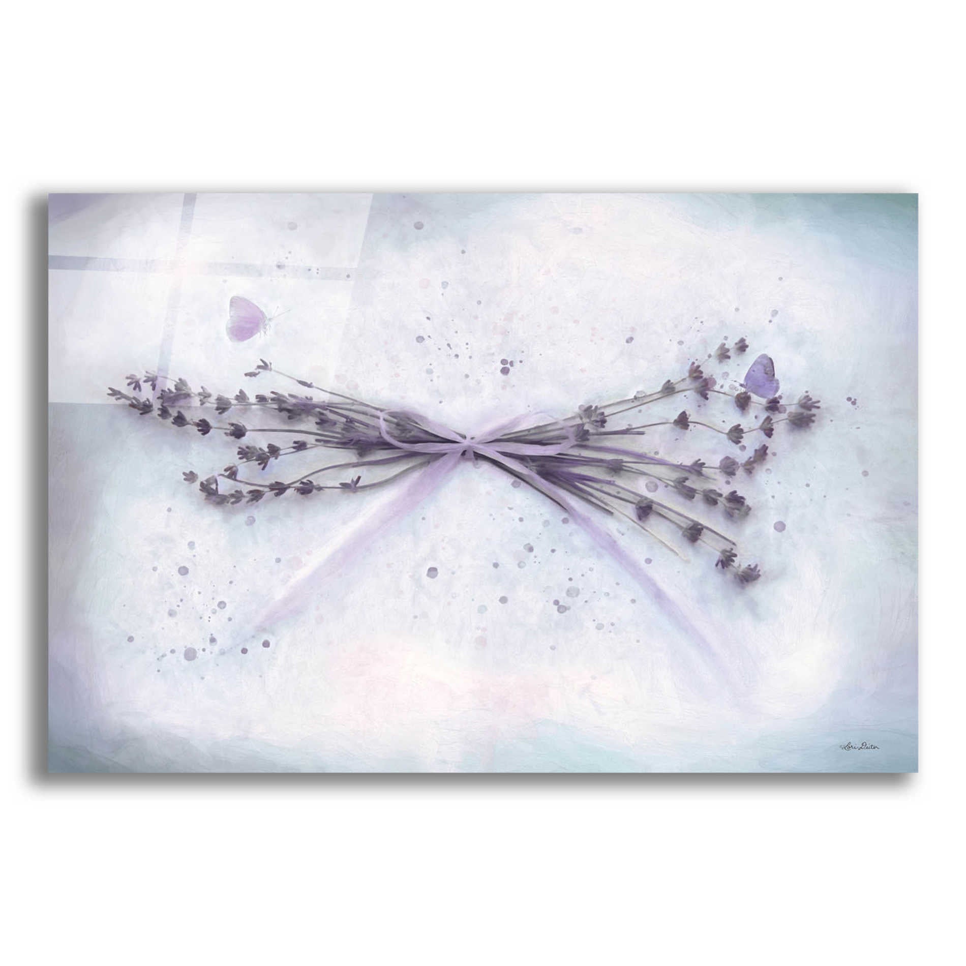 Epic Art 'Lavender and Butterflies II' by Lori Deiter Acrylic Glass Wall Art,16x12