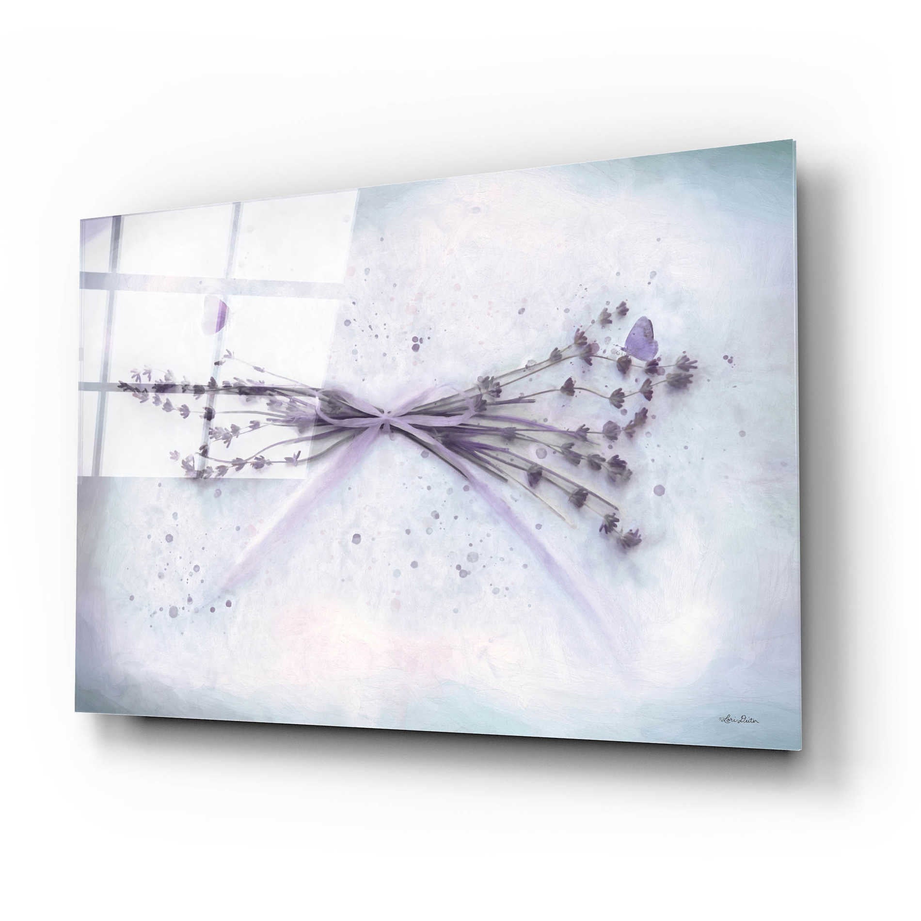 Epic Art 'Lavender and Butterflies II' by Lori Deiter Acrylic Glass Wall Art,24x16