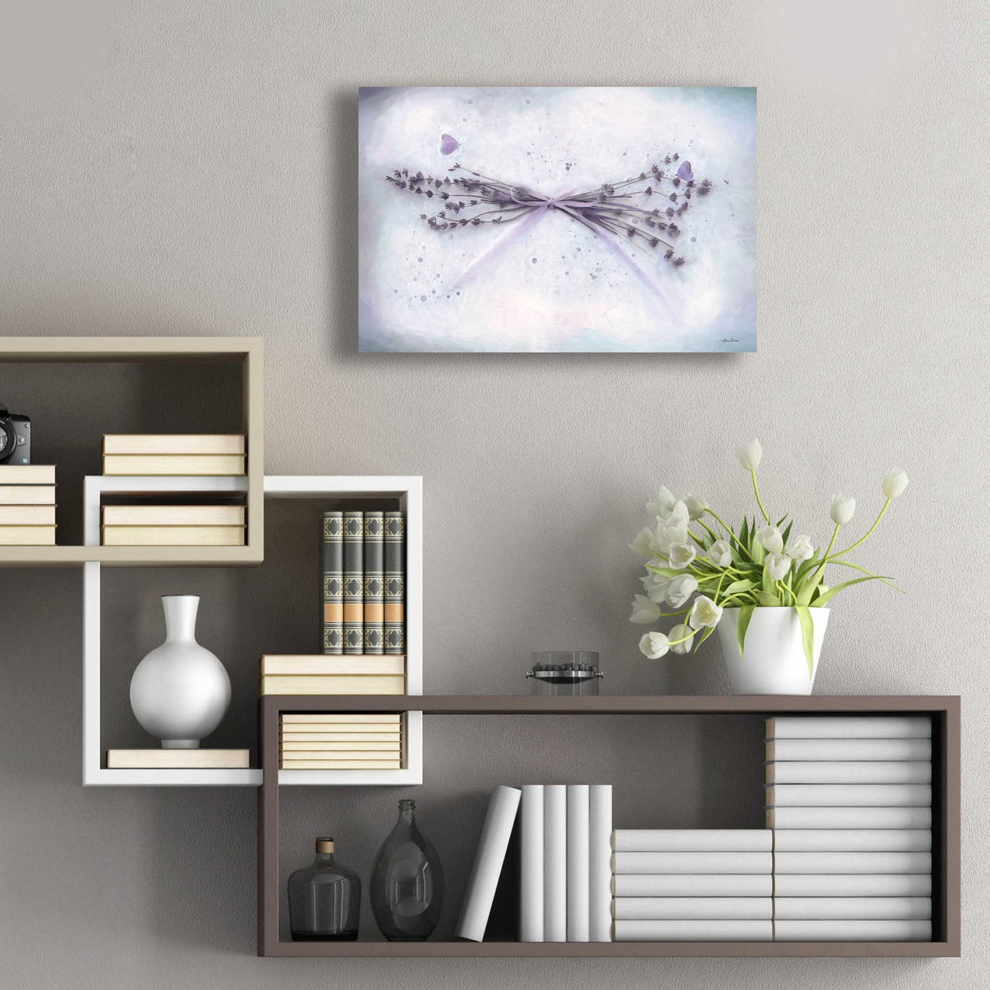 Epic Art 'Lavender and Butterflies II' by Lori Deiter Acrylic Glass Wall Art,24x16