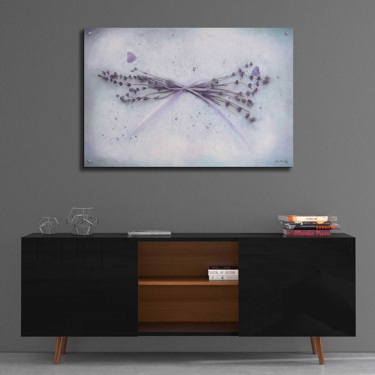 Epic Art 'Lavender and Butterflies II' by Lori Deiter Acrylic Glass Wall Art,36x24