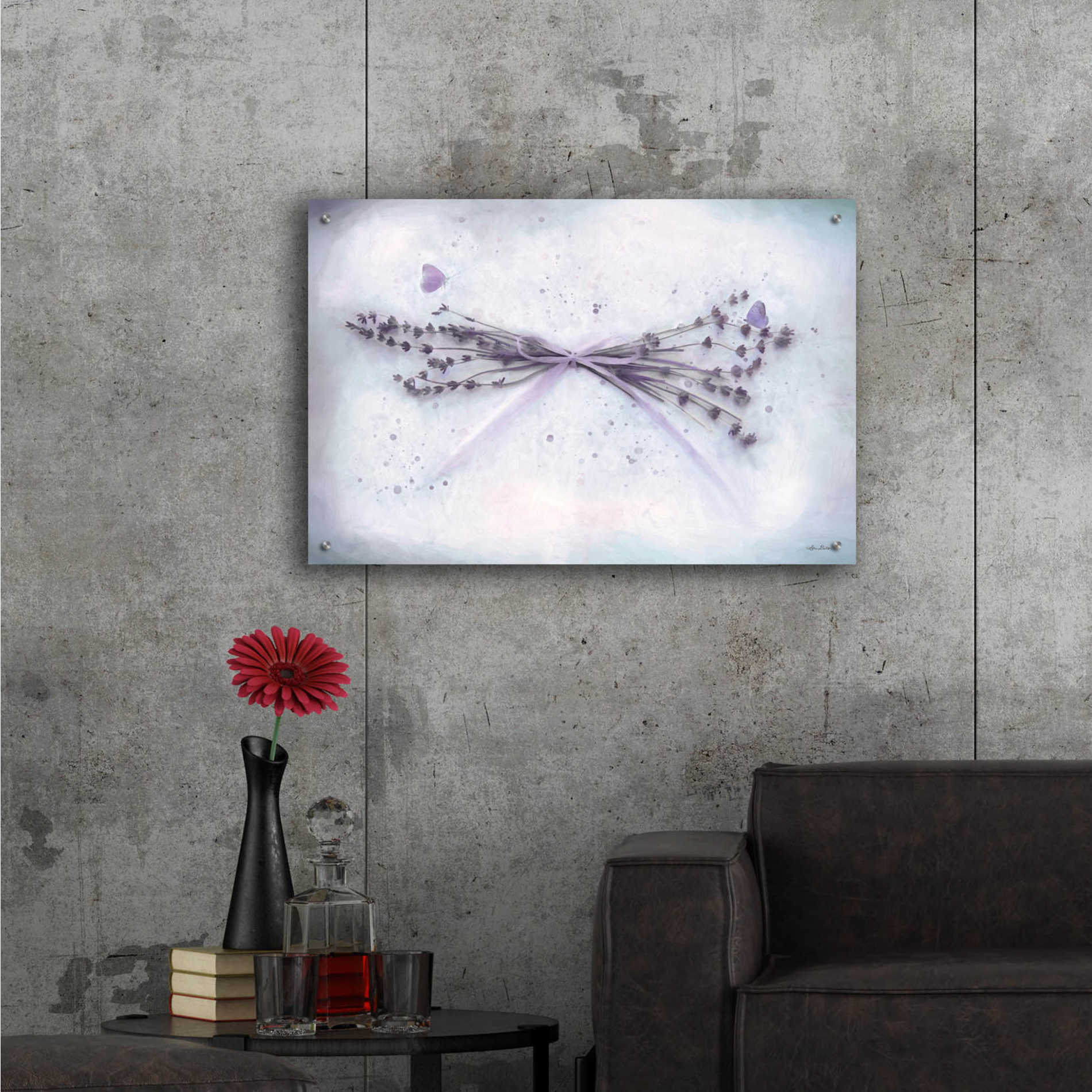 Epic Art 'Lavender and Butterflies II' by Lori Deiter Acrylic Glass Wall Art,36x24