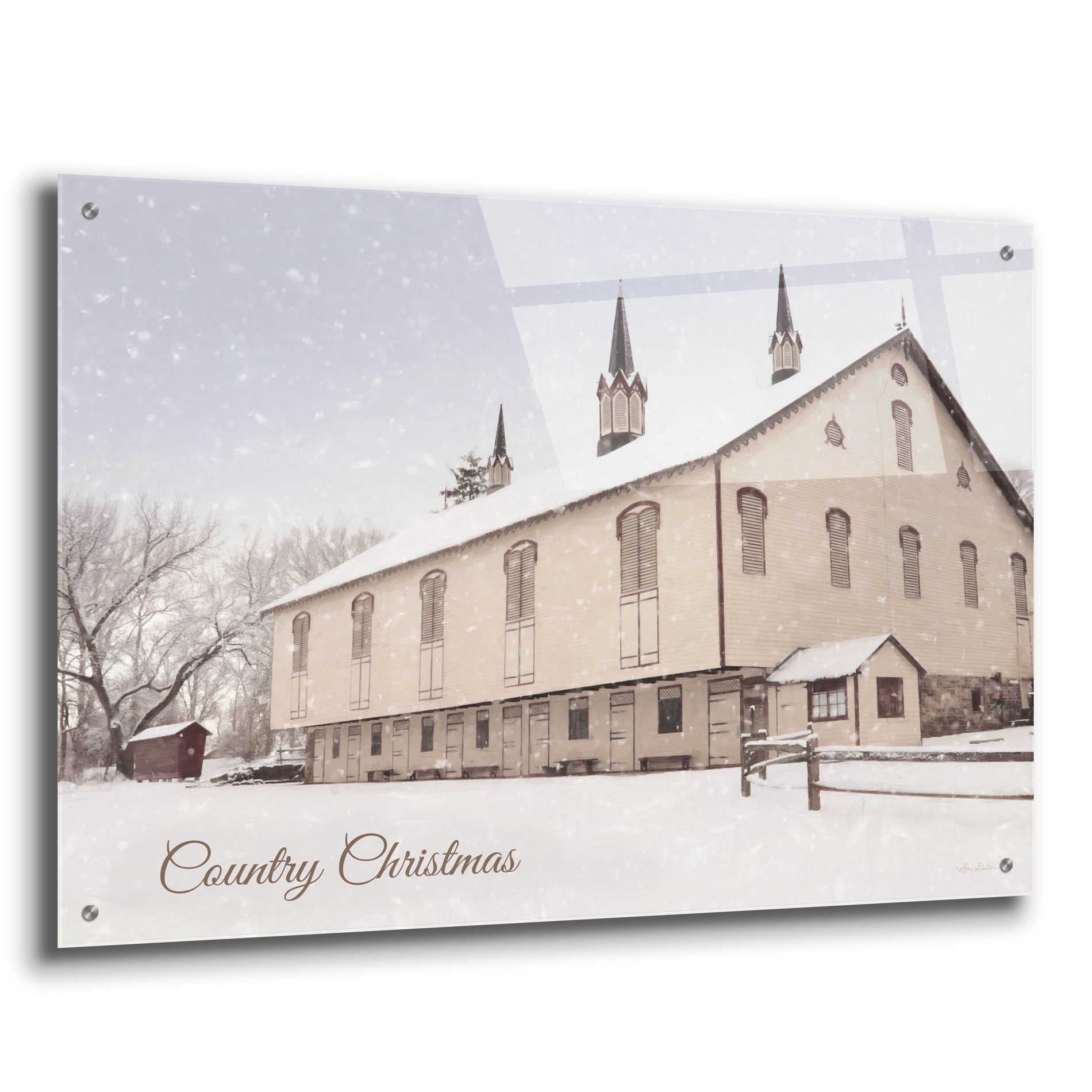 Epic Art 'Country Christmas Church' by Lori Deiter Acrylic Glass Wall Art,36x24
