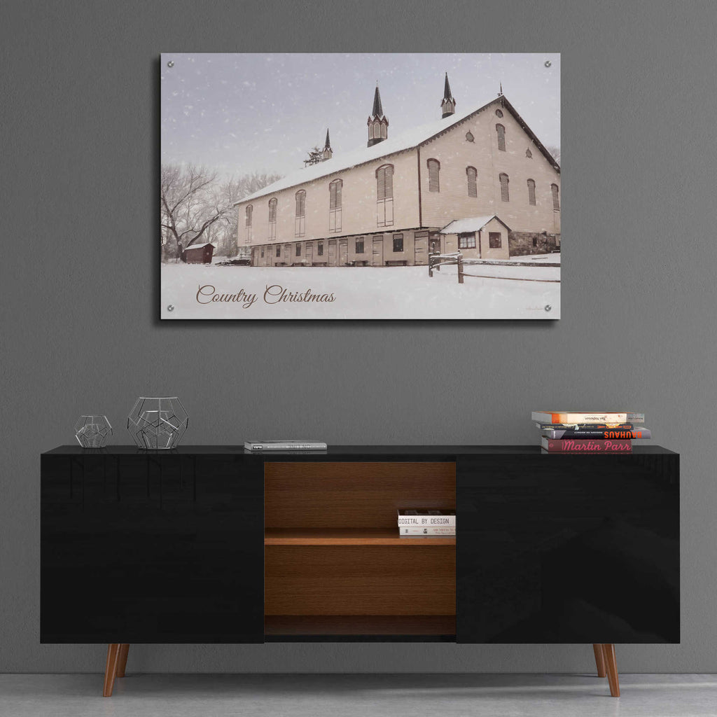Epic Art 'Country Christmas Church' by Lori Deiter Acrylic Glass Wall Art,36x24