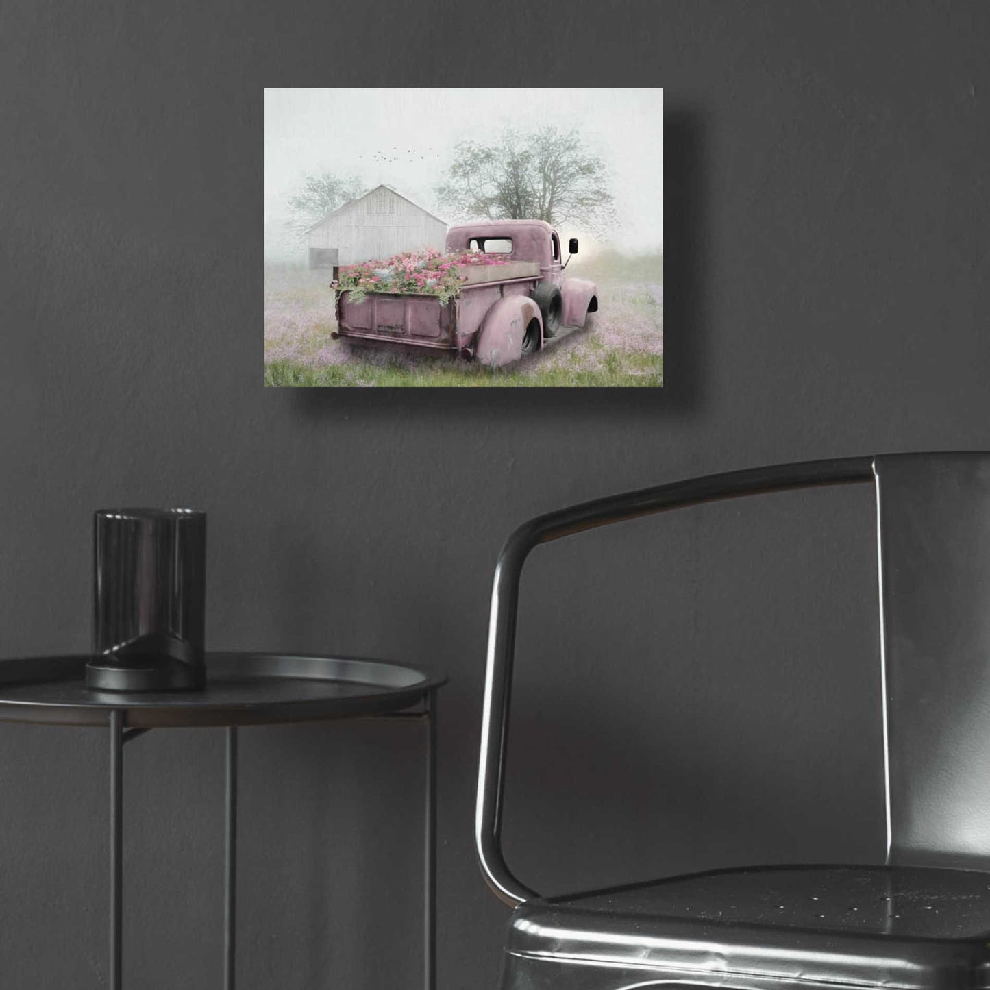 Epic Art 'Pink Flower Truck' by Lori Deiter Acrylic Glass Wall Art,16x12