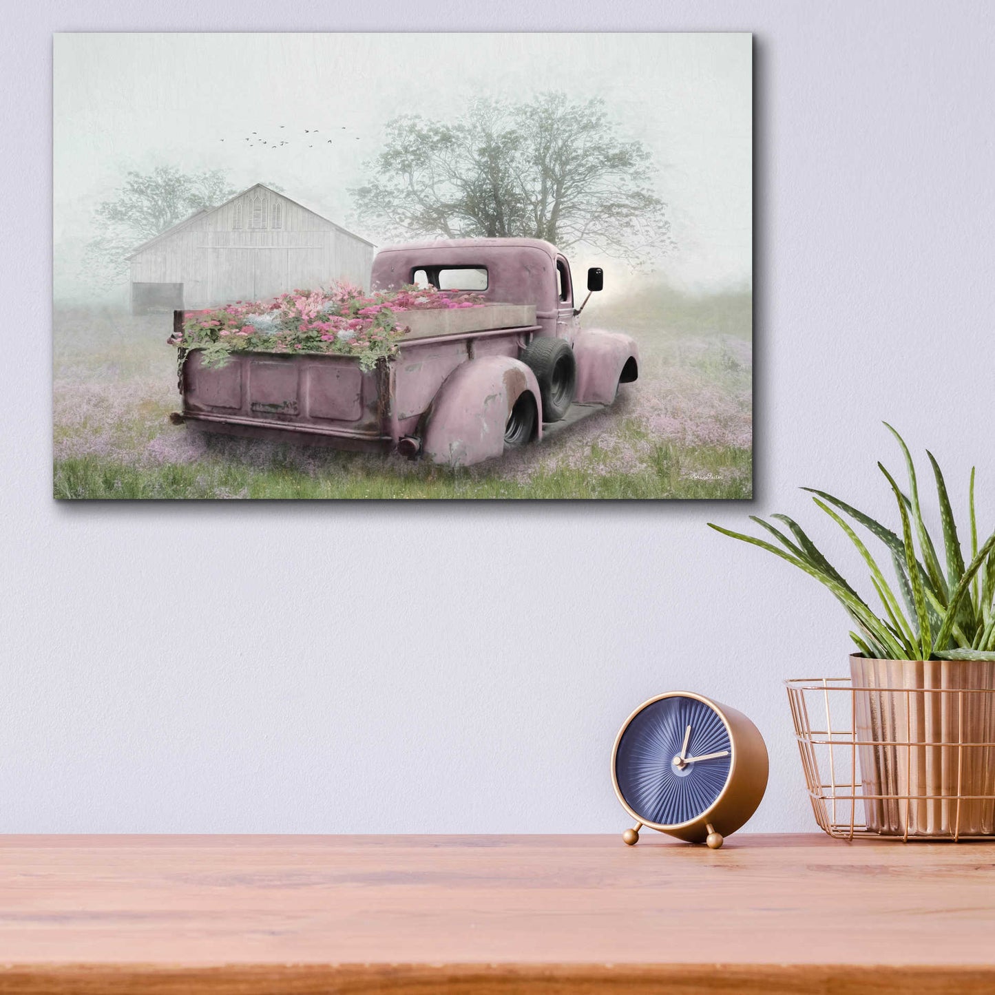 Epic Art 'Pink Flower Truck' by Lori Deiter Acrylic Glass Wall Art,16x12