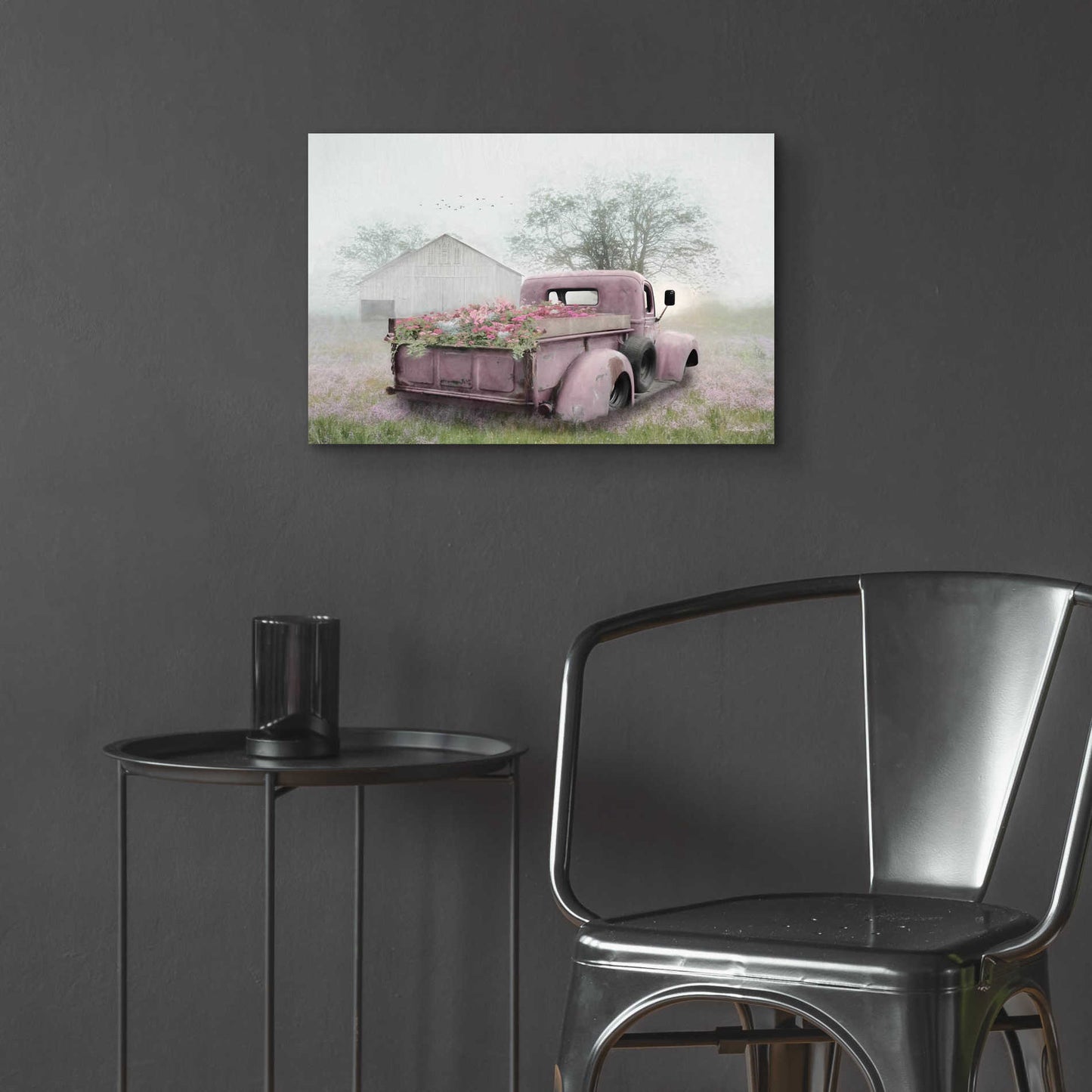 Epic Art 'Pink Flower Truck' by Lori Deiter Acrylic Glass Wall Art,24x16