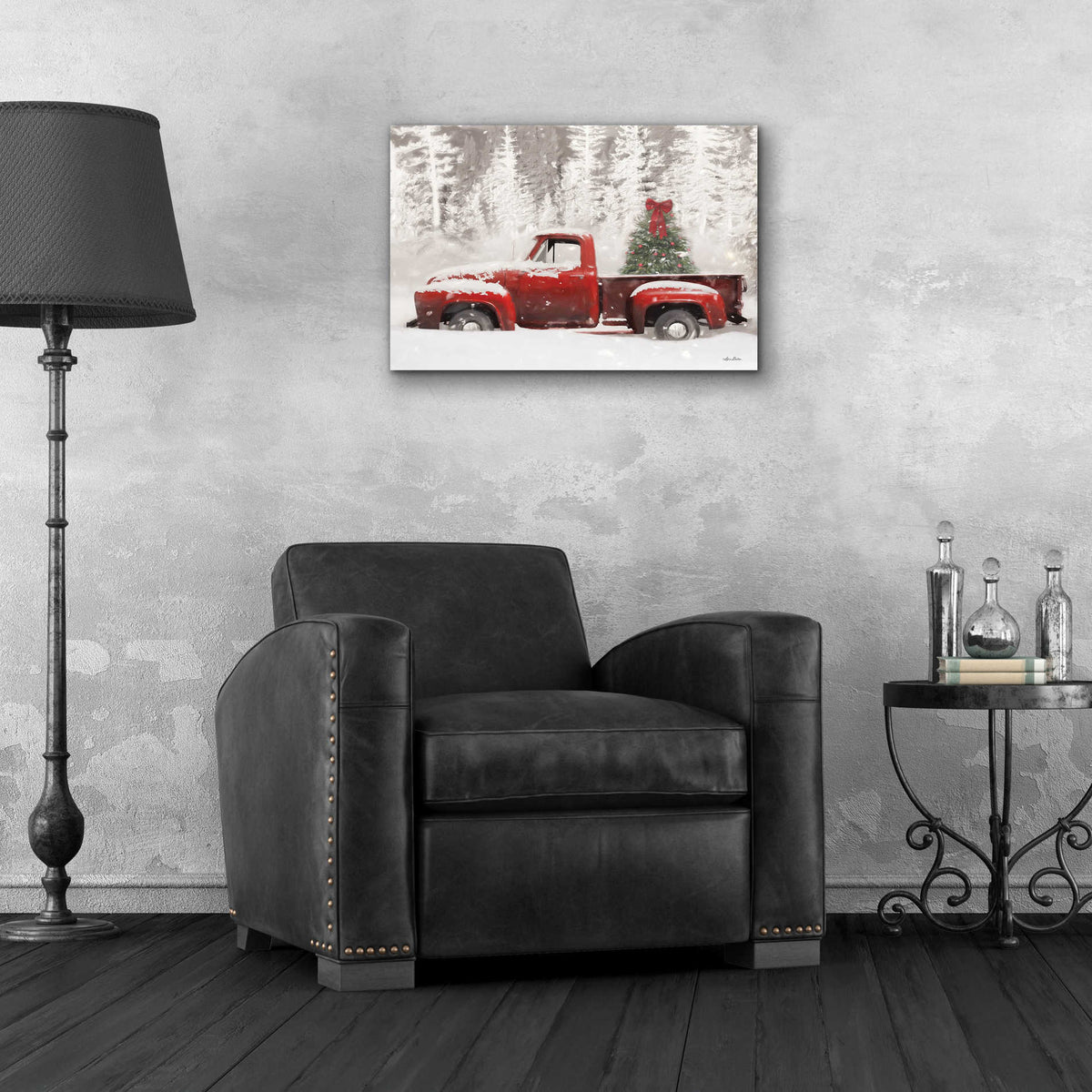 Epic Art 'Red Truck with Christmas Tree II' by Lori Deiter Acrylic Glass Wall Art,24x16
