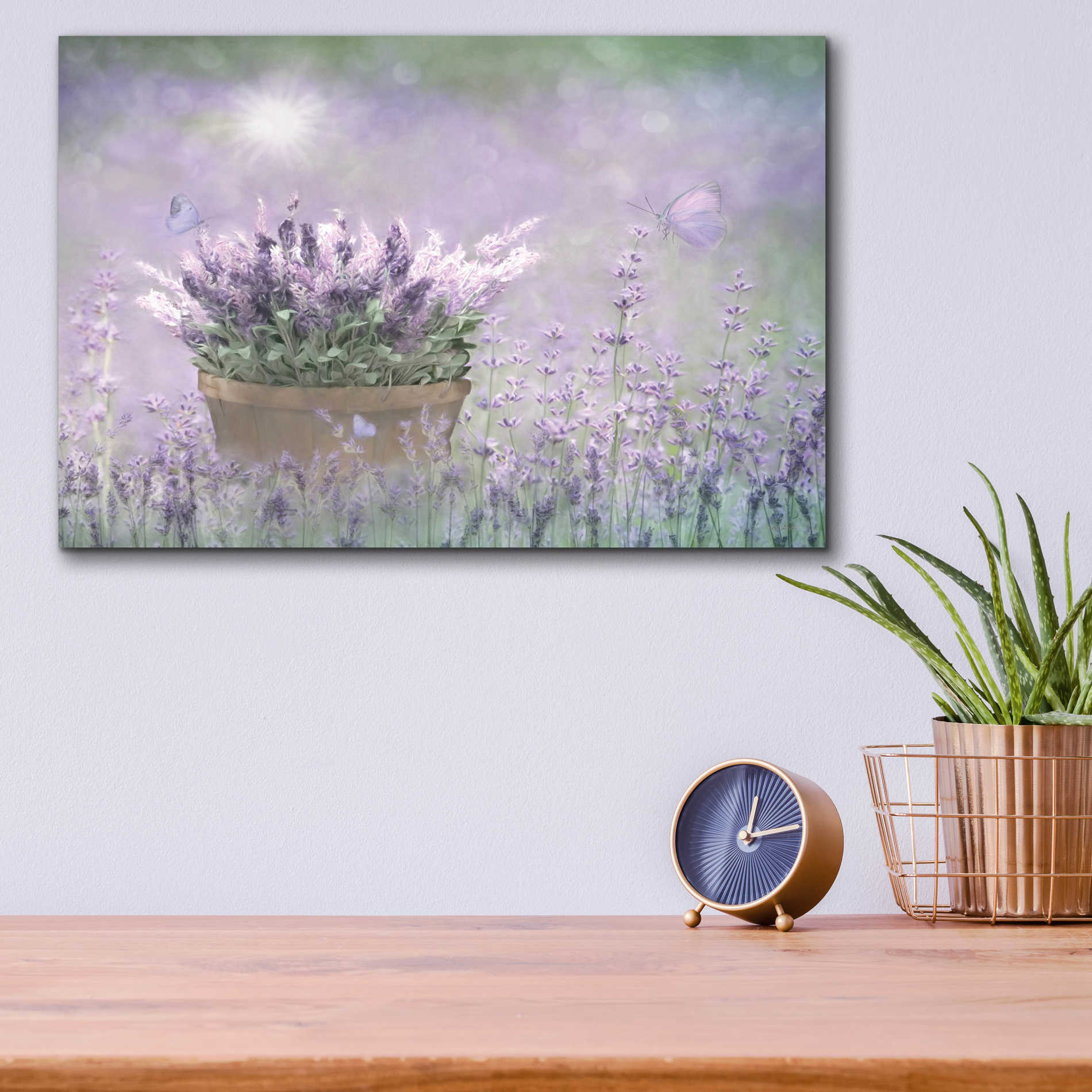 Epic Art 'Lavender Basket' by Lori Deiter Acrylic Glass Wall Art,16x12