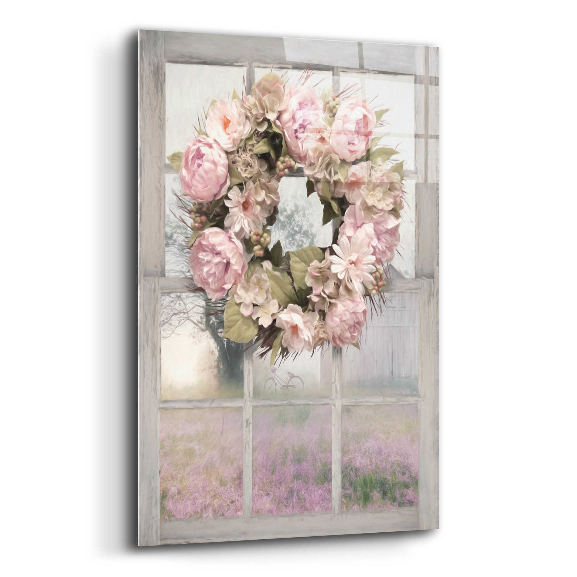 Epic Art 'Spring Peony Wreath' by Lori Deiter Acrylic Glass Wall Art,12x16