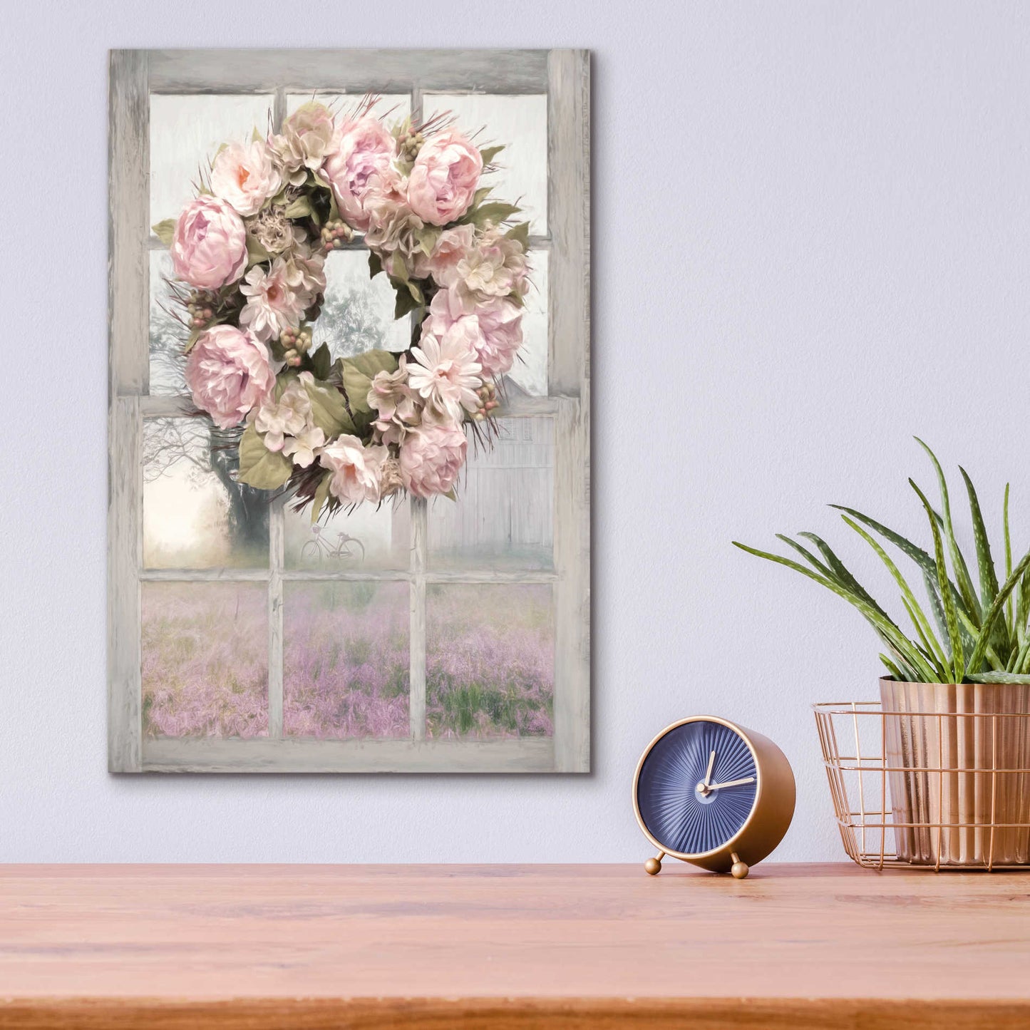 Epic Art 'Spring Peony Wreath' by Lori Deiter Acrylic Glass Wall Art,12x16