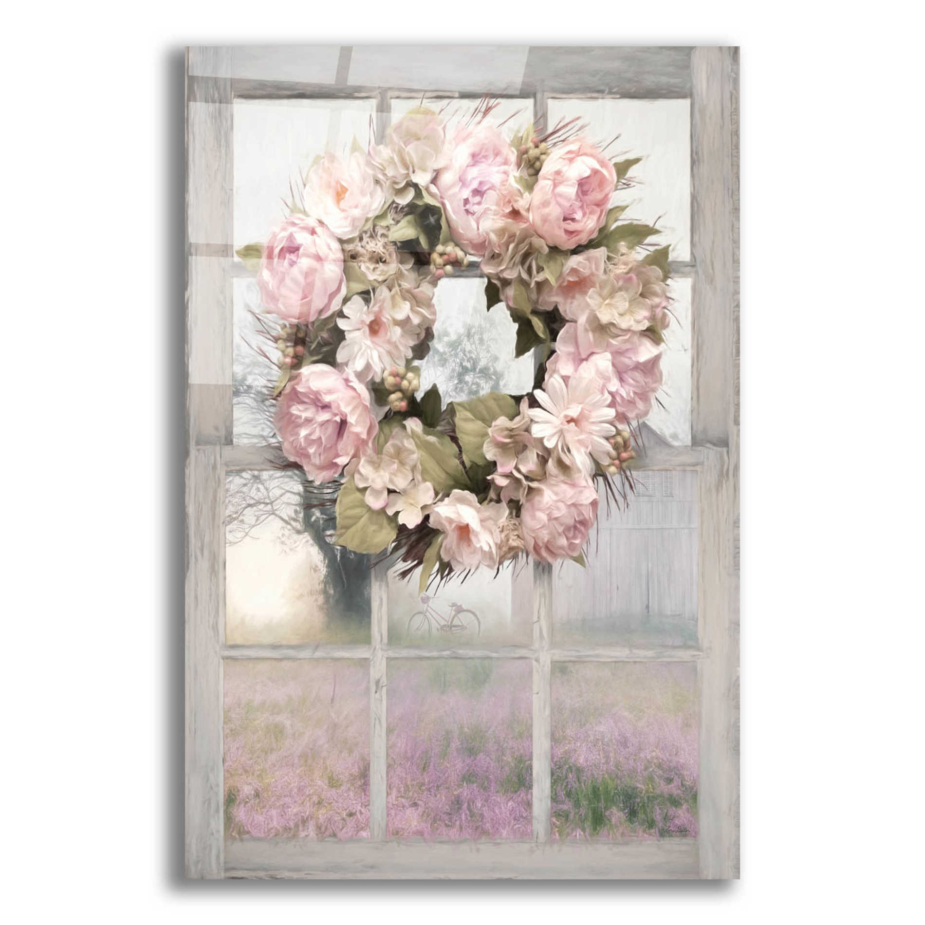 Epic Art 'Spring Peony Wreath' by Lori Deiter Acrylic Glass Wall Art,12x16