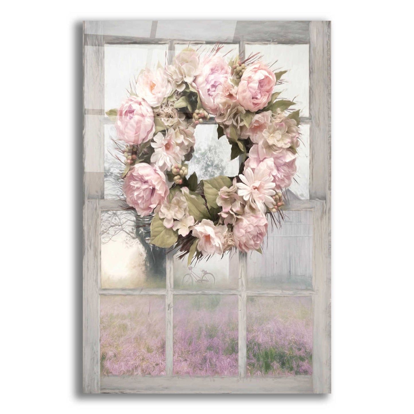 Epic Art 'Spring Peony Wreath' by Lori Deiter Acrylic Glass Wall Art,16x24