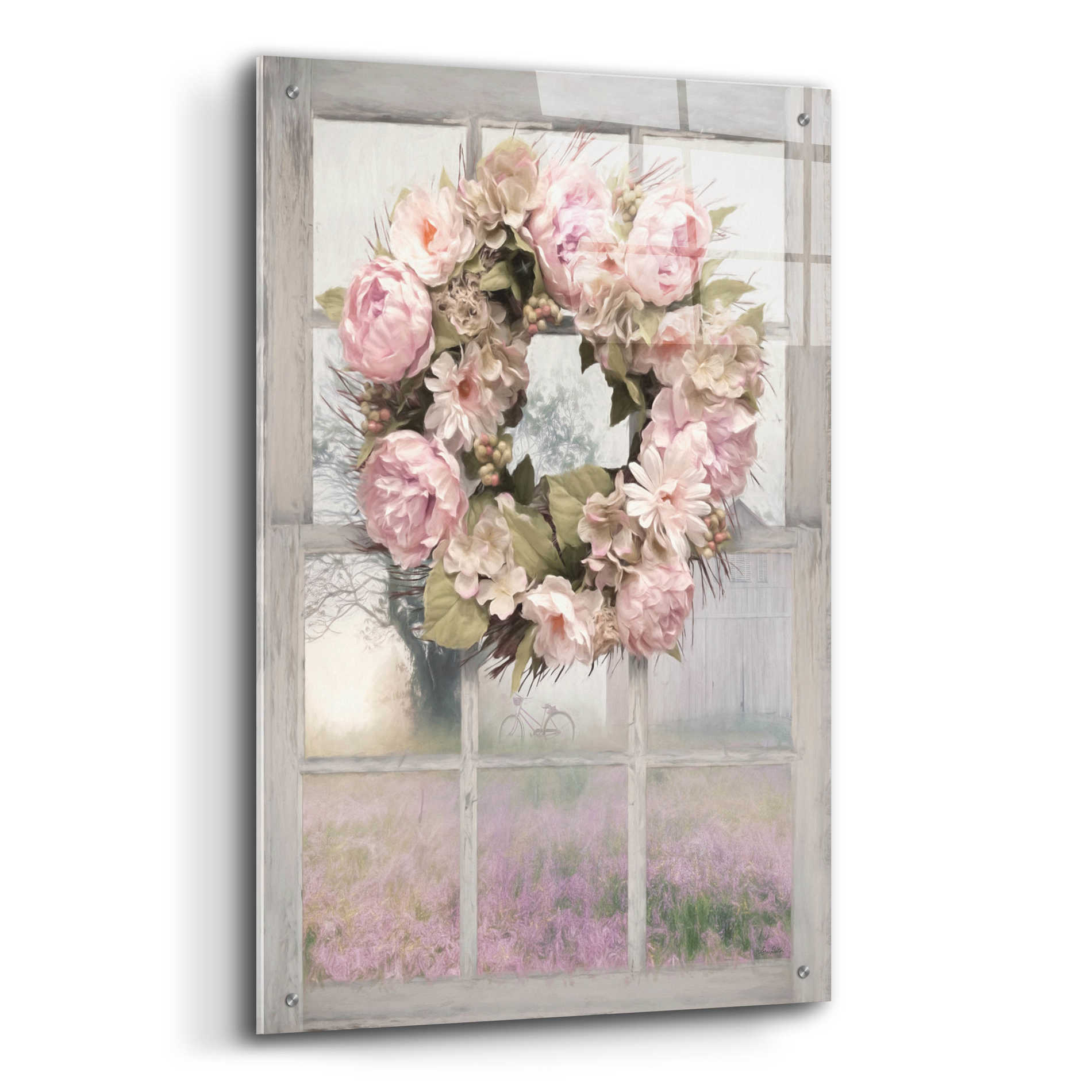 Epic Art 'Spring Peony Wreath' by Lori Deiter Acrylic Glass Wall Art,24x36