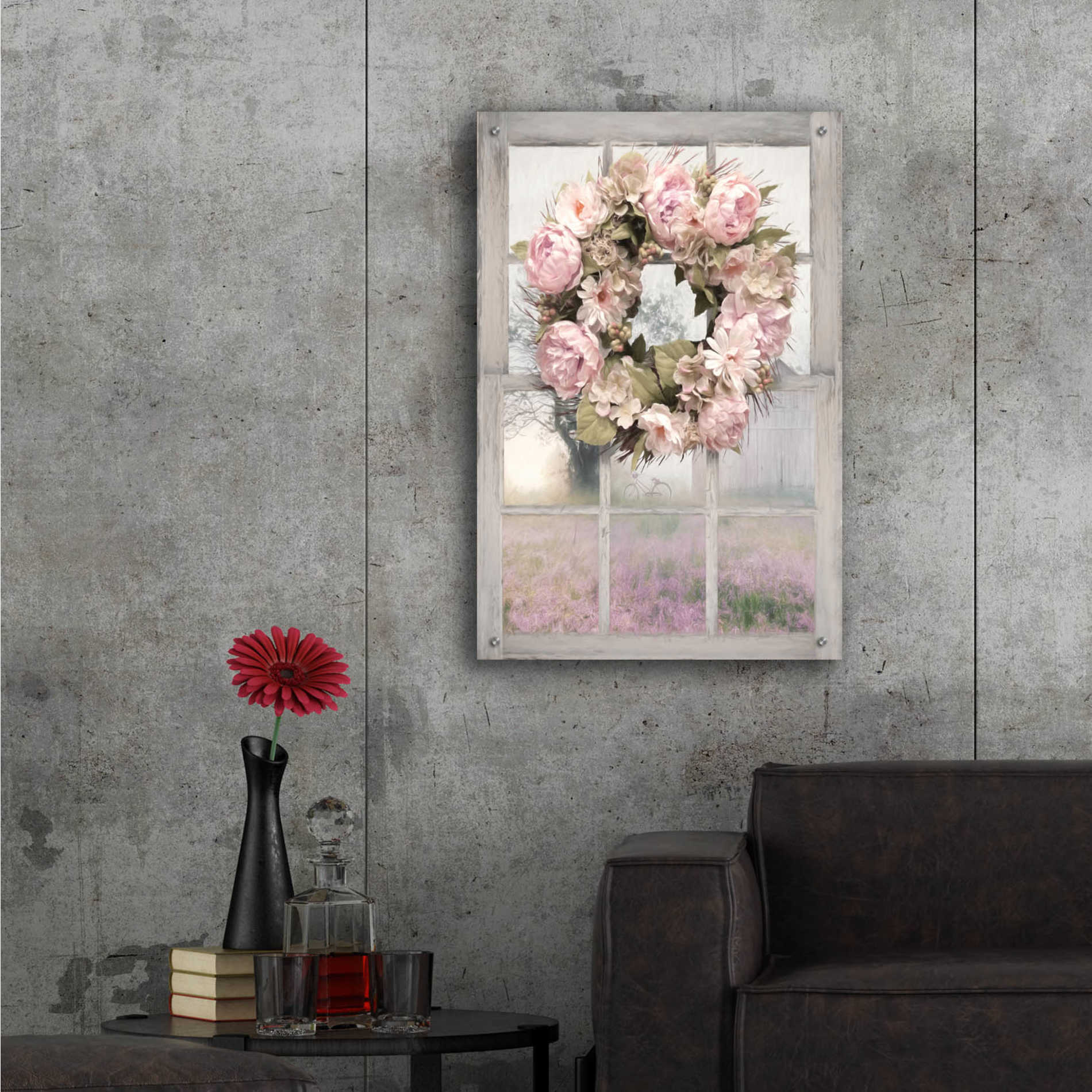 Epic Art 'Spring Peony Wreath' by Lori Deiter Acrylic Glass Wall Art,24x36